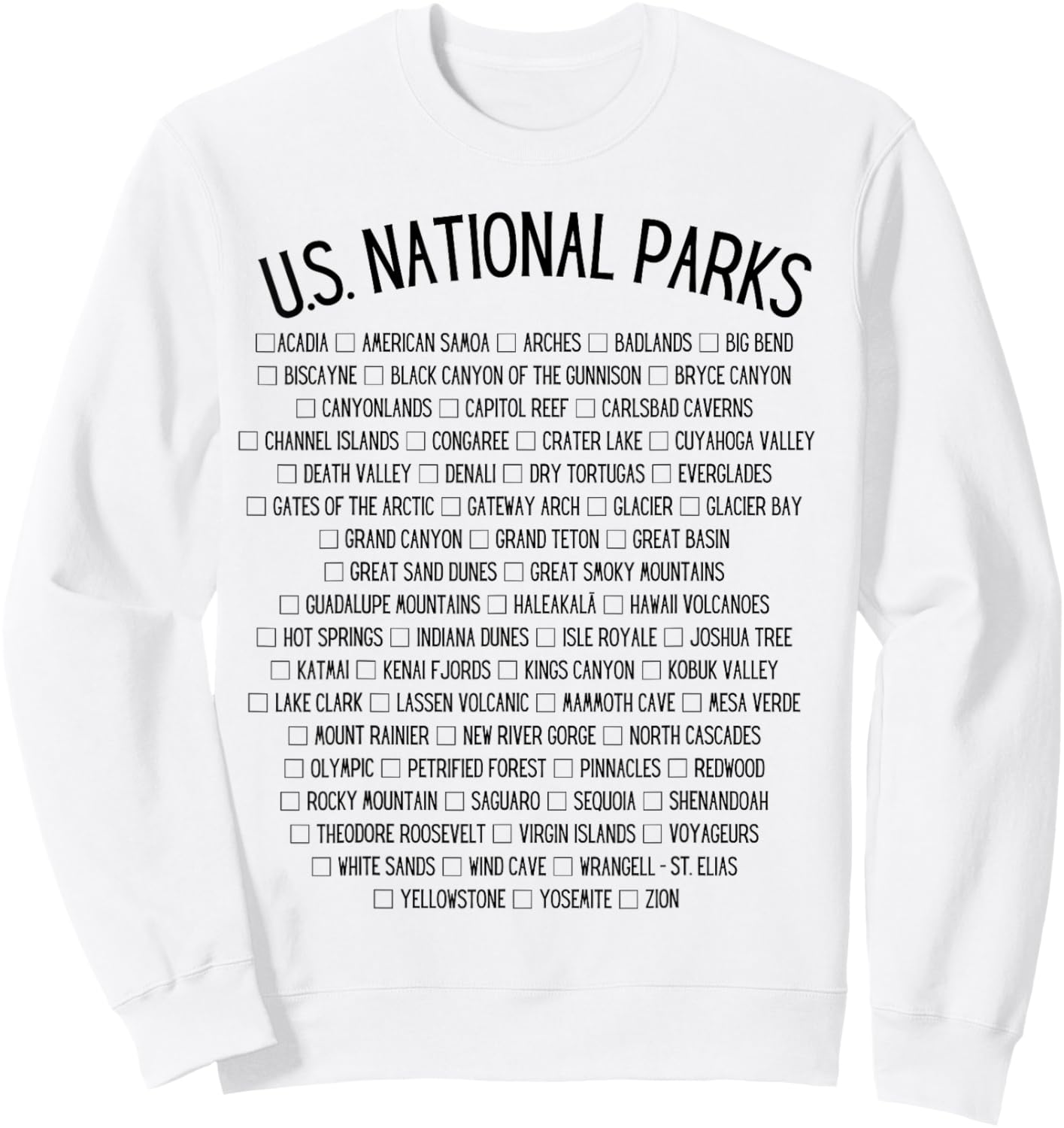 American National Parks Checklist - US National Parks Family Sweatshirt - Sweatshirt | White