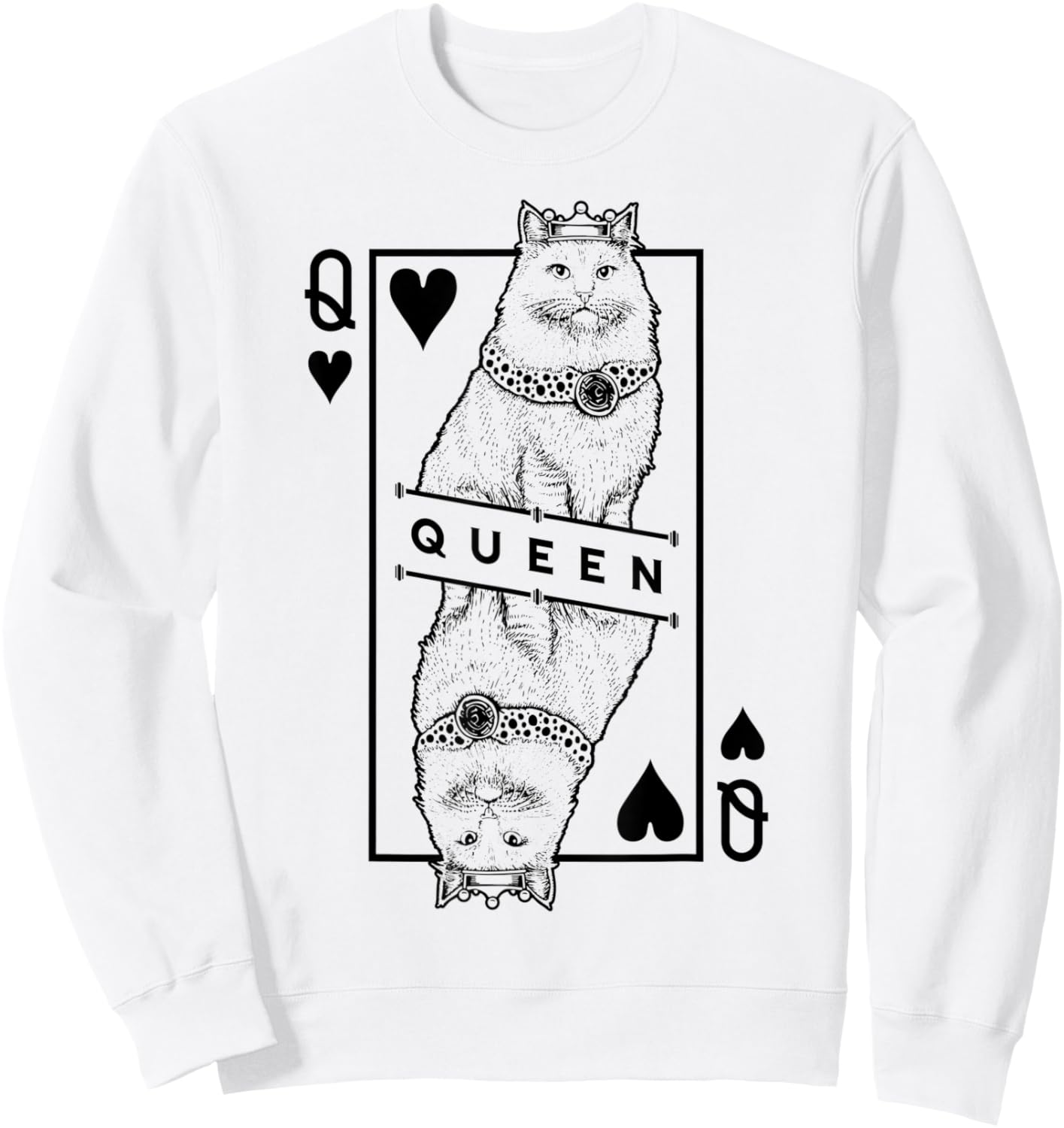 Siberian Cat Lover Queen Of Hearts Funny Pop Art Sweatshirt - Sweatshirt | White