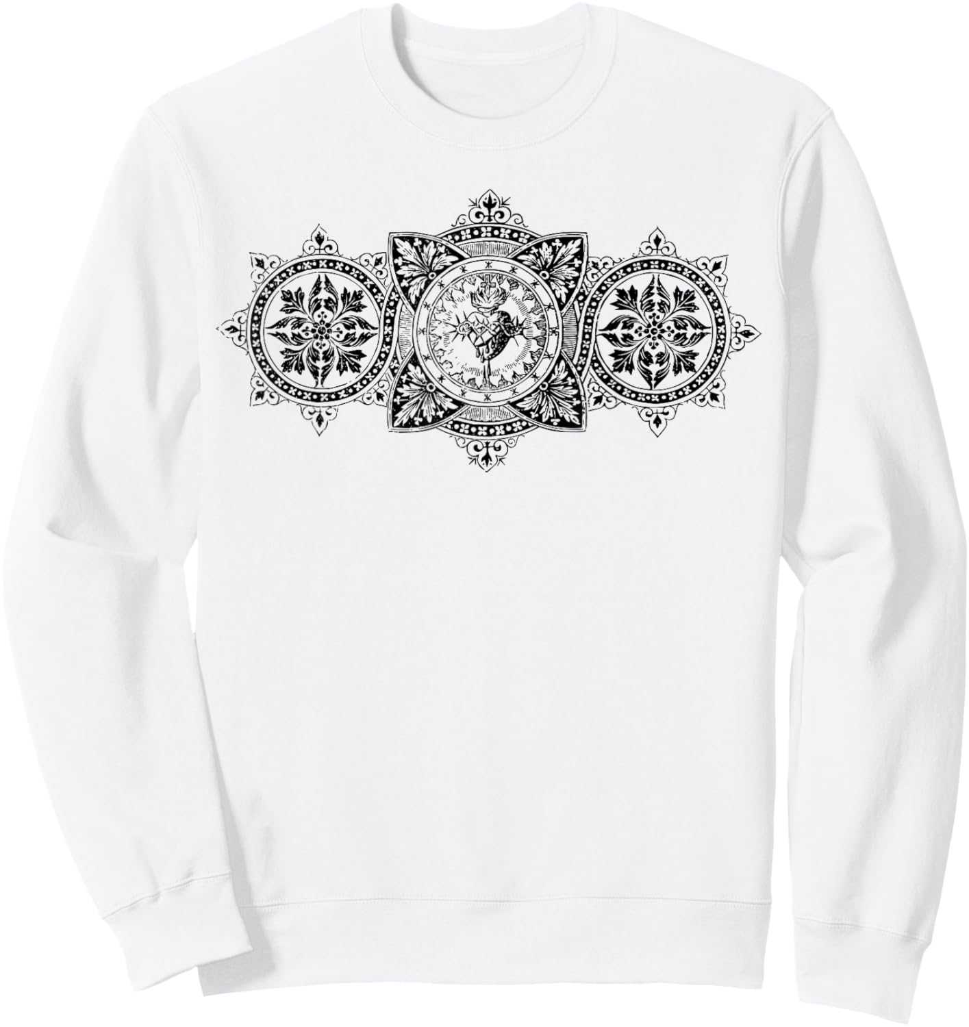 Vintage Sacred Heart of Jesus Symbol Traditional Catholic Sweatshirt - Sweatshirt | White