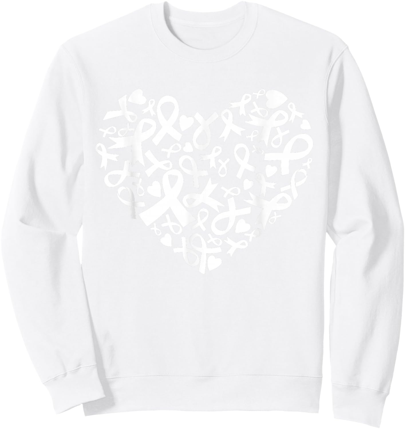 Breast Cancer Awareness Heart Ribbon Pink Support Sweatshirt - Sweatshirt | White