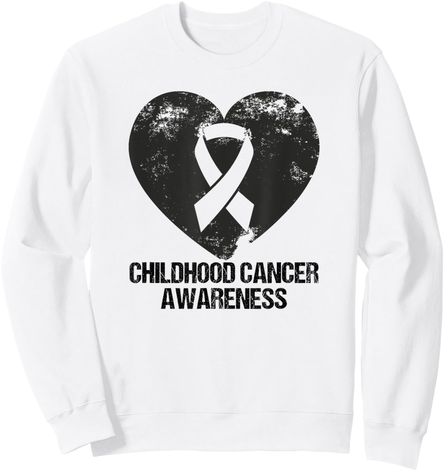 Vintage Childhood Cancer Awareness, cute Yellow heart Ribbon Sweatshirt - Sweatshirt | White