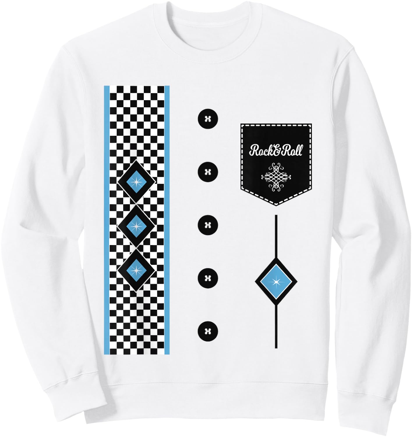 1950s Sock Hop Costume Retro 50s Rockabilly Bowling Sweatshirt - Sweatshirt | White