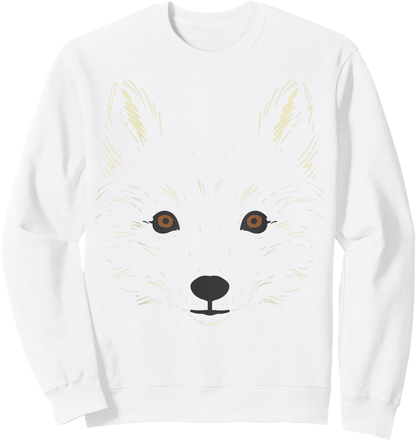 Arctic Snow Fox Face Cool Animal Costume Easy Halloween Sweatshirt - Sweatshirt | White
