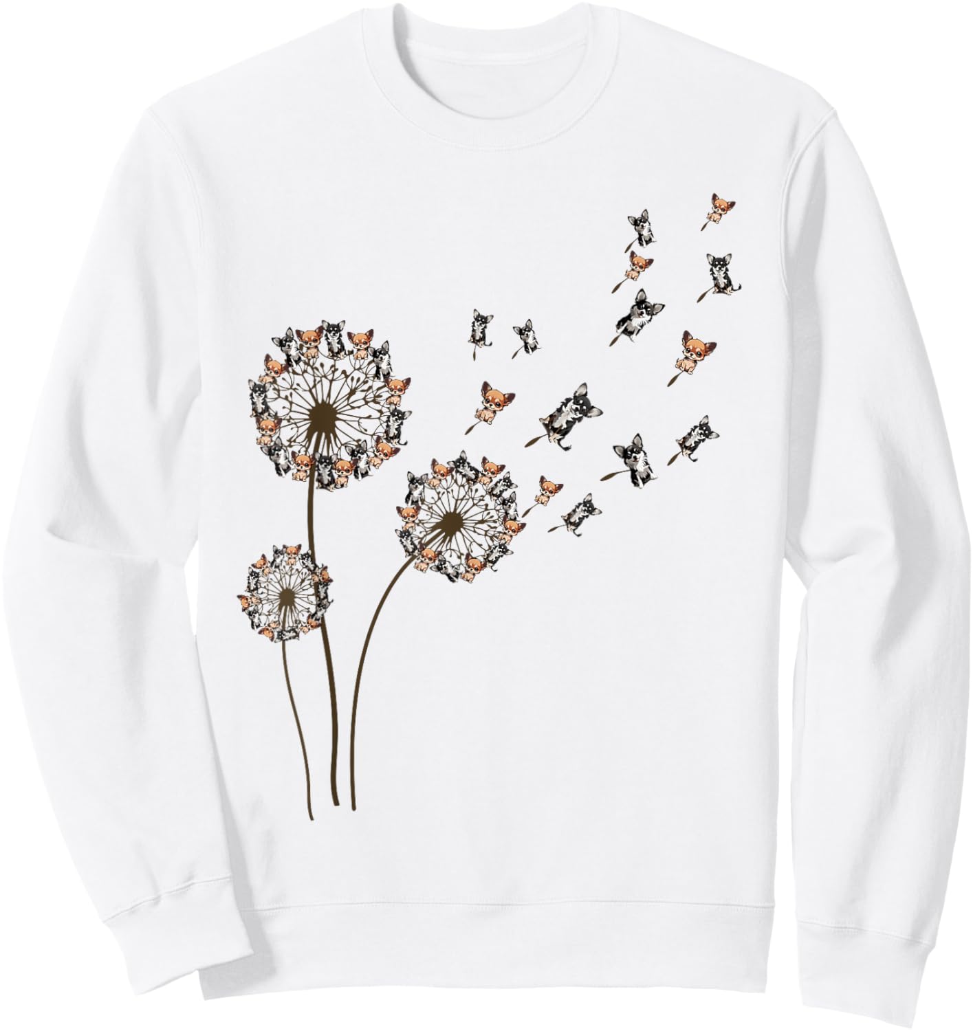 Chihuahua Dandelion Flower Dog Mom Mama Sweatshirt - Sweatshirt | White