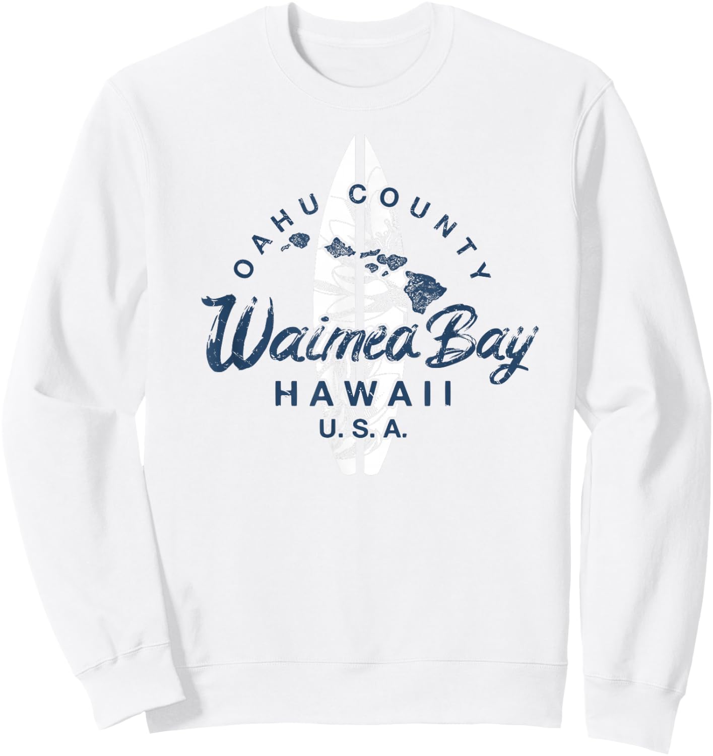 Waimea Bay Hawaii North Shore Oahu Hawaiian Surfing Vintage Sweatshirt - Sweatshirt | White