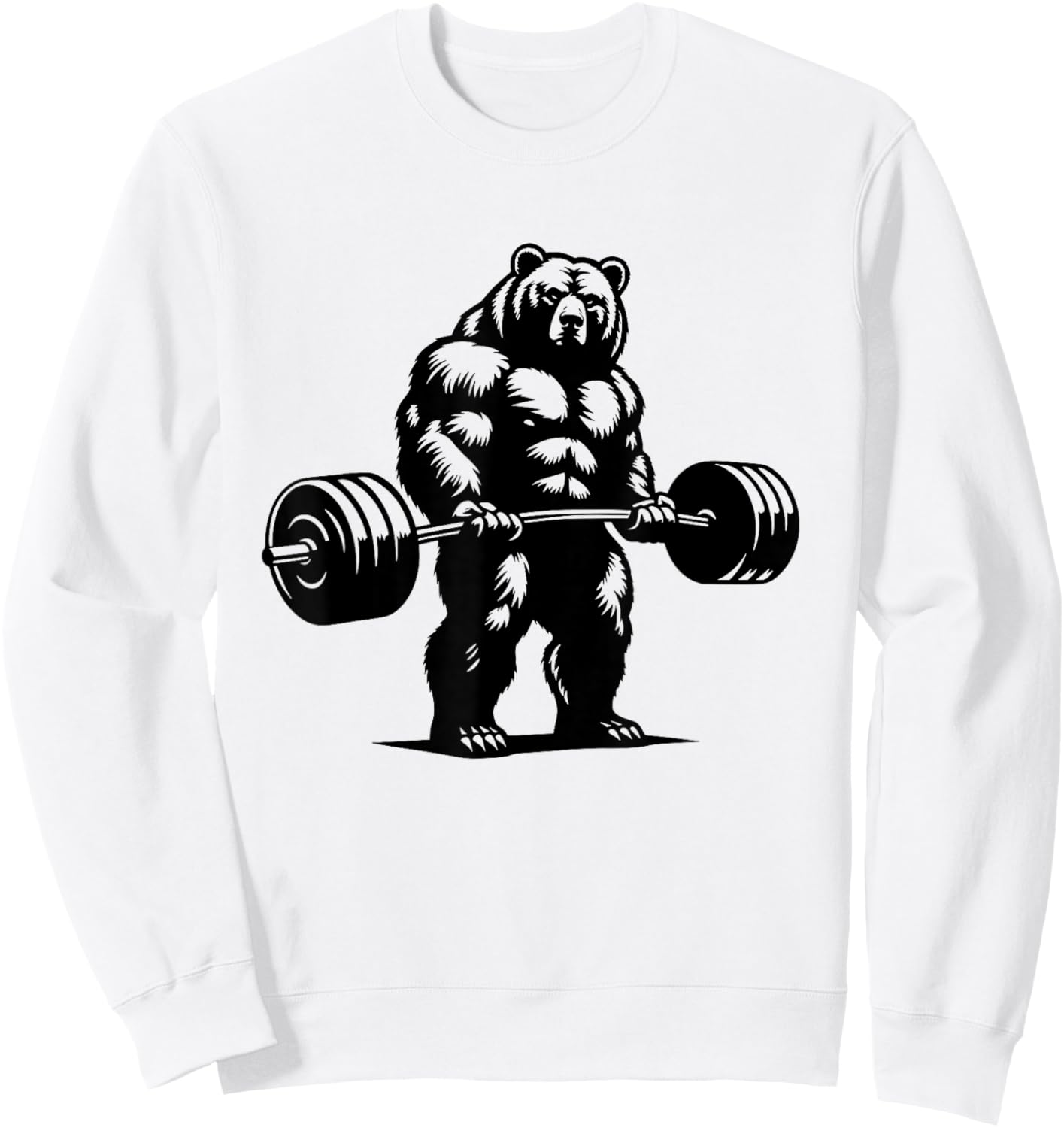 Grizzly Bear Bodybuilder Lifting Graphic Design Sweatshirt - Sweatshirt | White