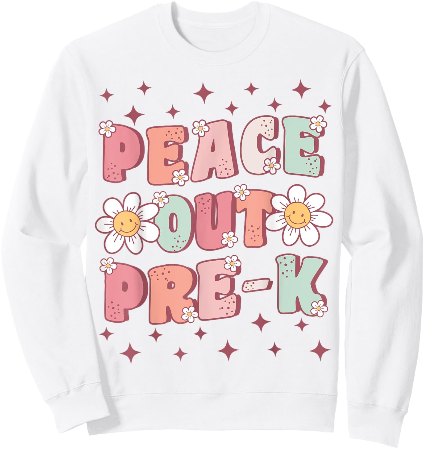 Peace Out Pre-K Cute Groovy Last Day of Preschool Graduation Sweatshirt - Sweatshirt | White