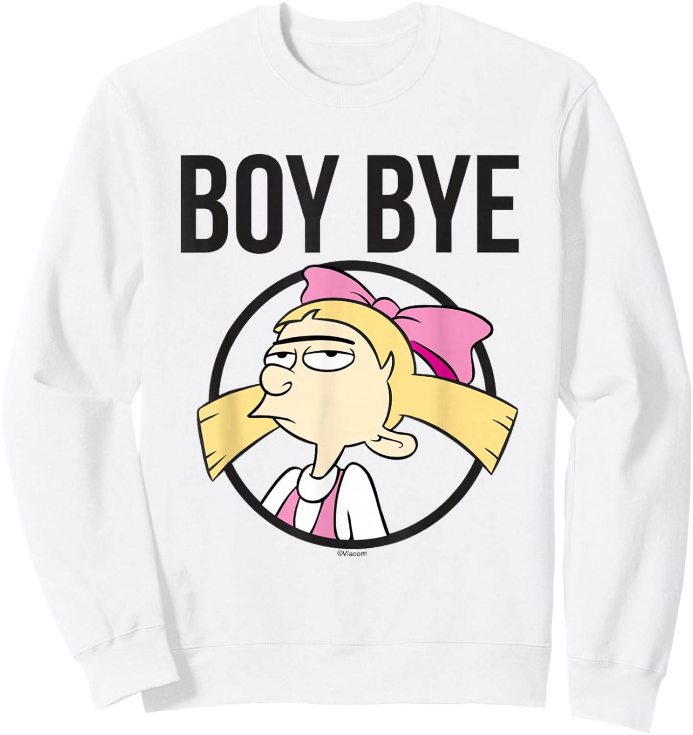 Hey Arnold! Iconic Helga Boy Bye Big Chest Portrait Frame Sweatshirt - Sweatshirt | White