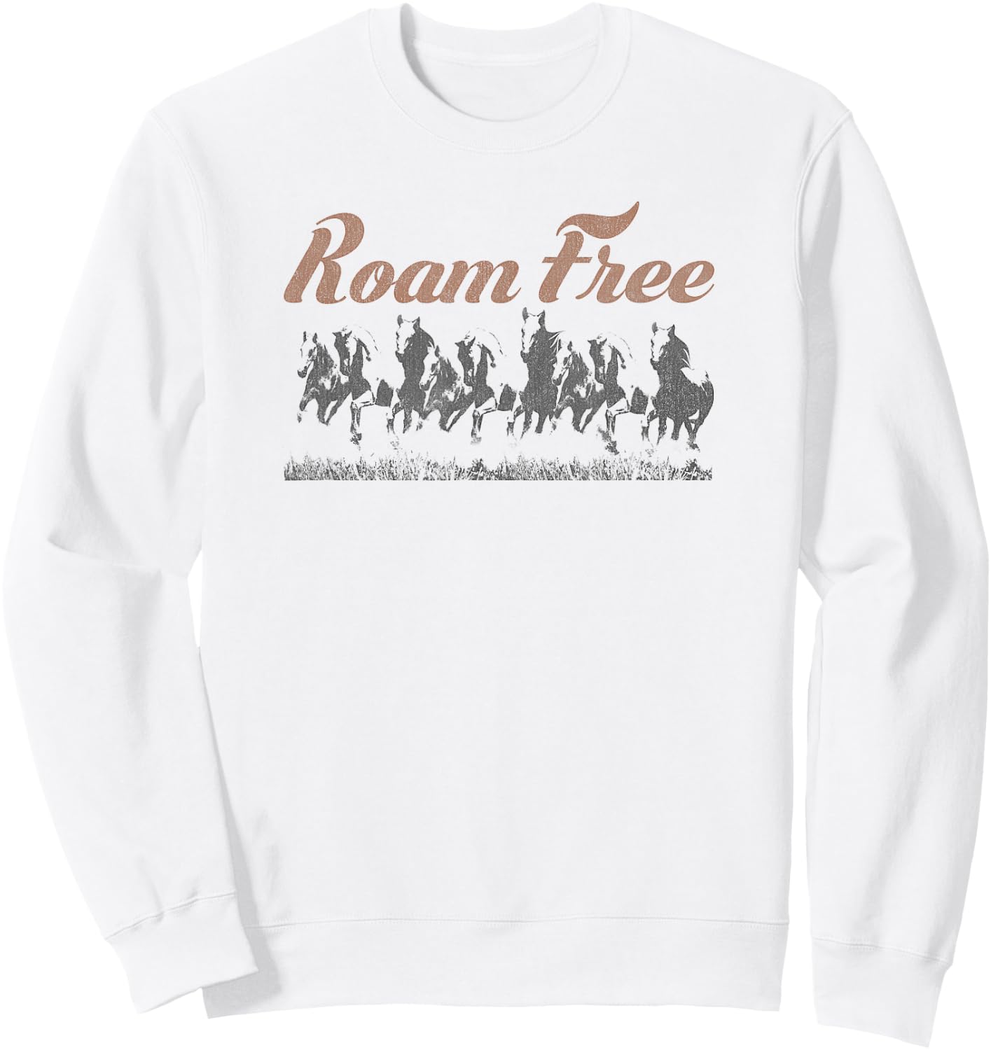 Roam Free Vintage Horses Sweatshirt - Sweatshirt | White