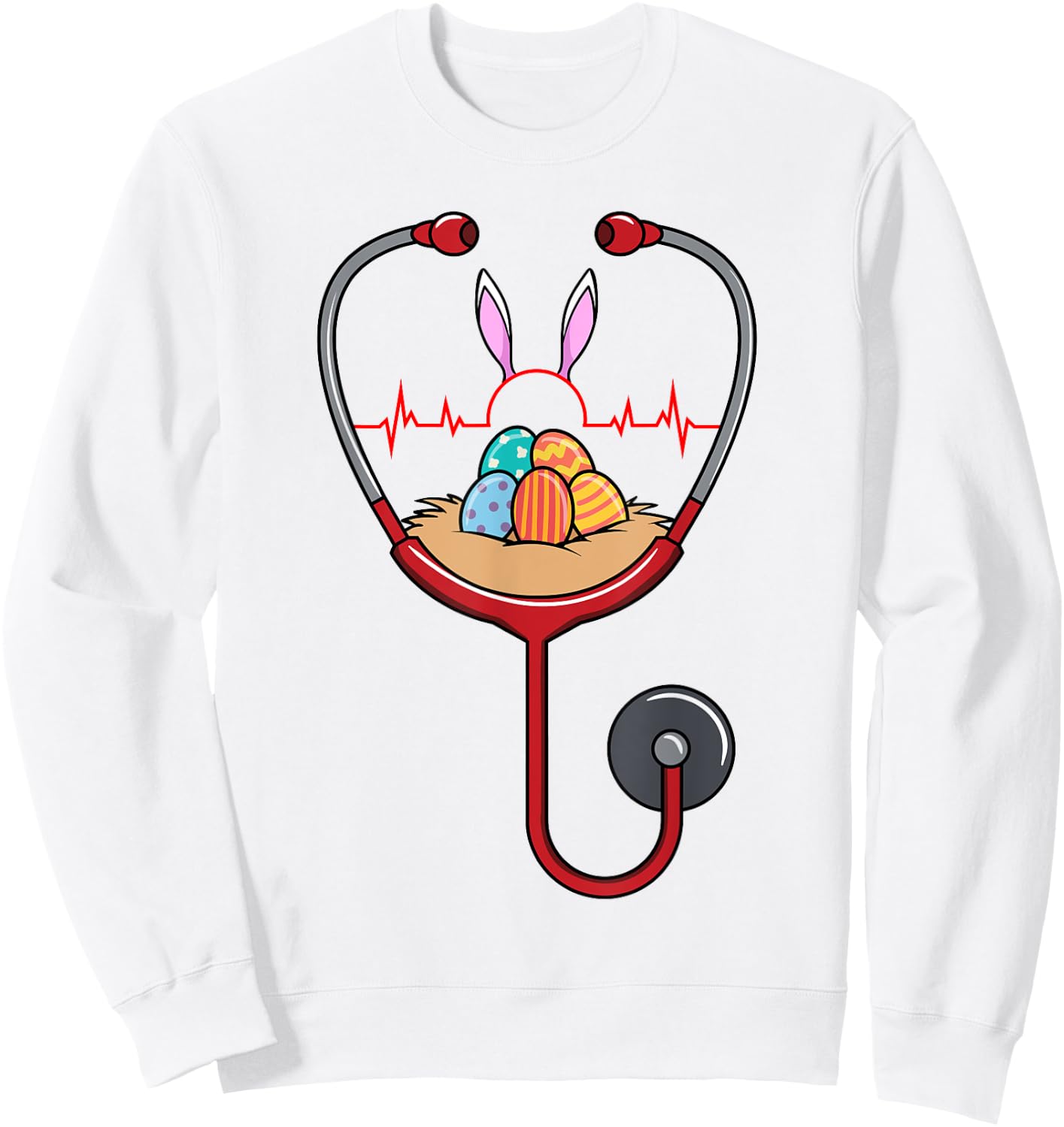 Easter Nurse Doctor Stethoscope Nurses Cute RN CNA Gift Sweatshirt - Sweatshirt | White