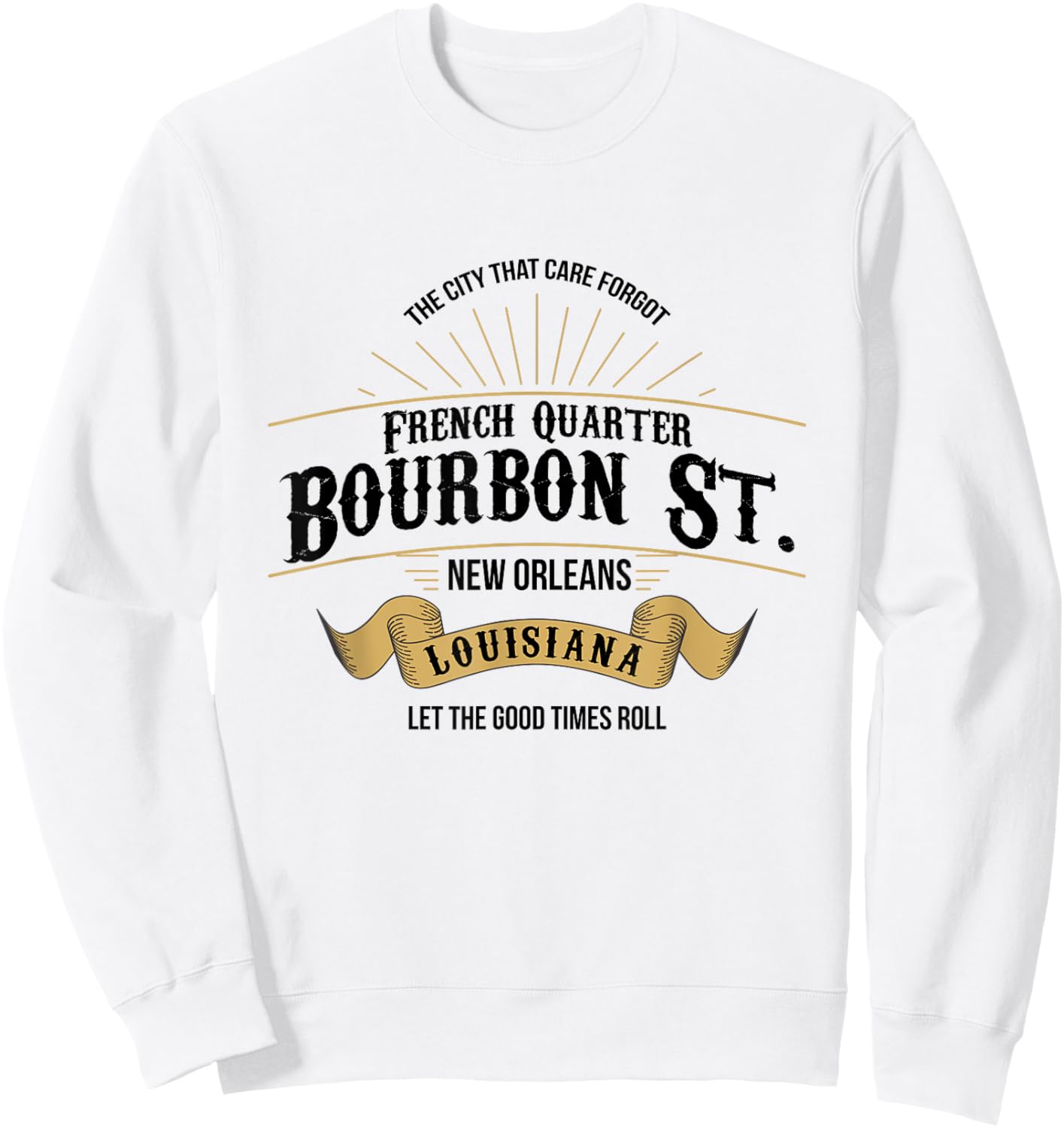 Vintage French Quarter Bourbon Street New Orleans Louisiana Sweatshirt - Sweatshirt | White