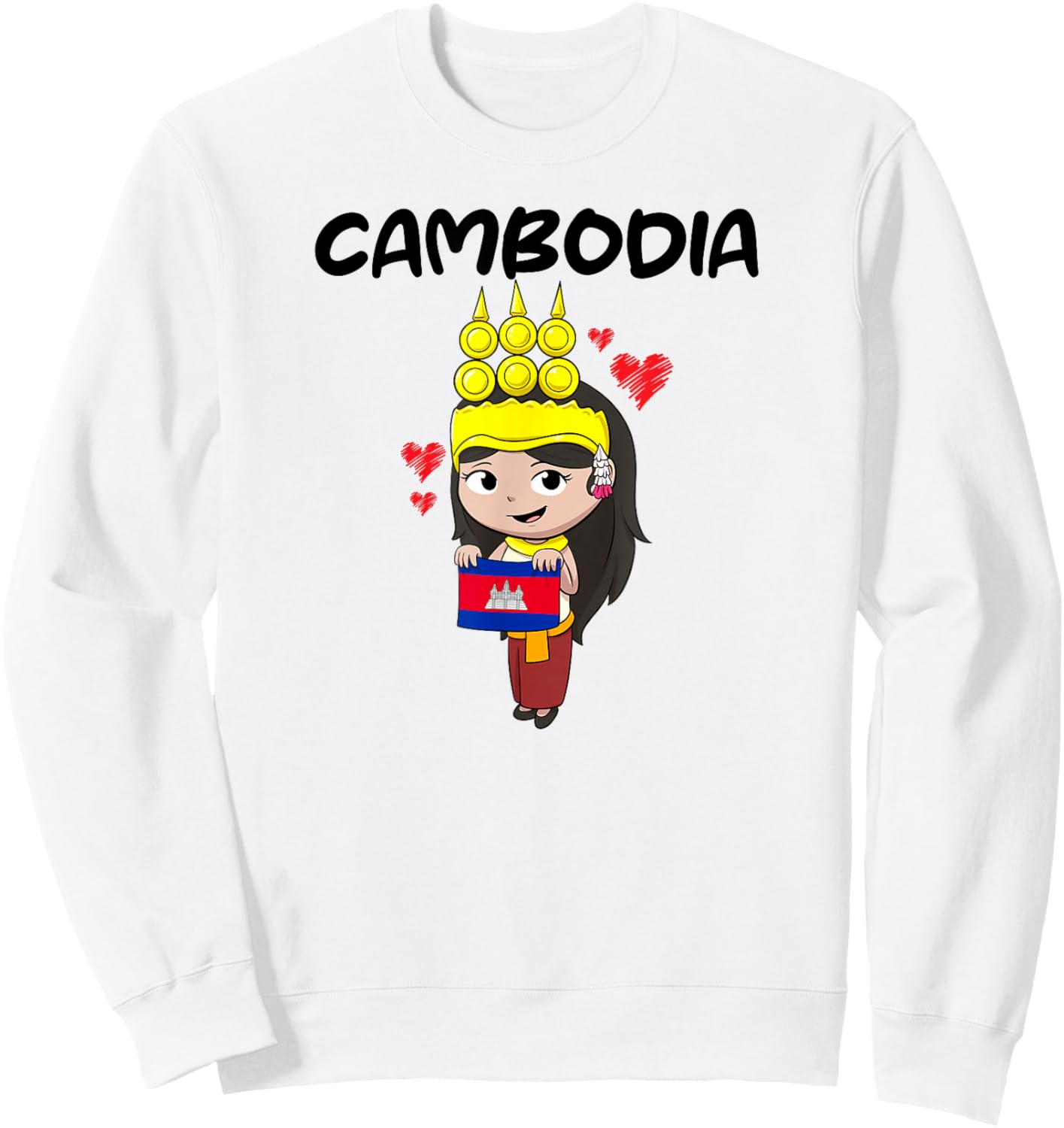 Cambodia Cambodian Khmer Apsara Traditional Dance Flag Sweatshirt - Sweatshirt | White