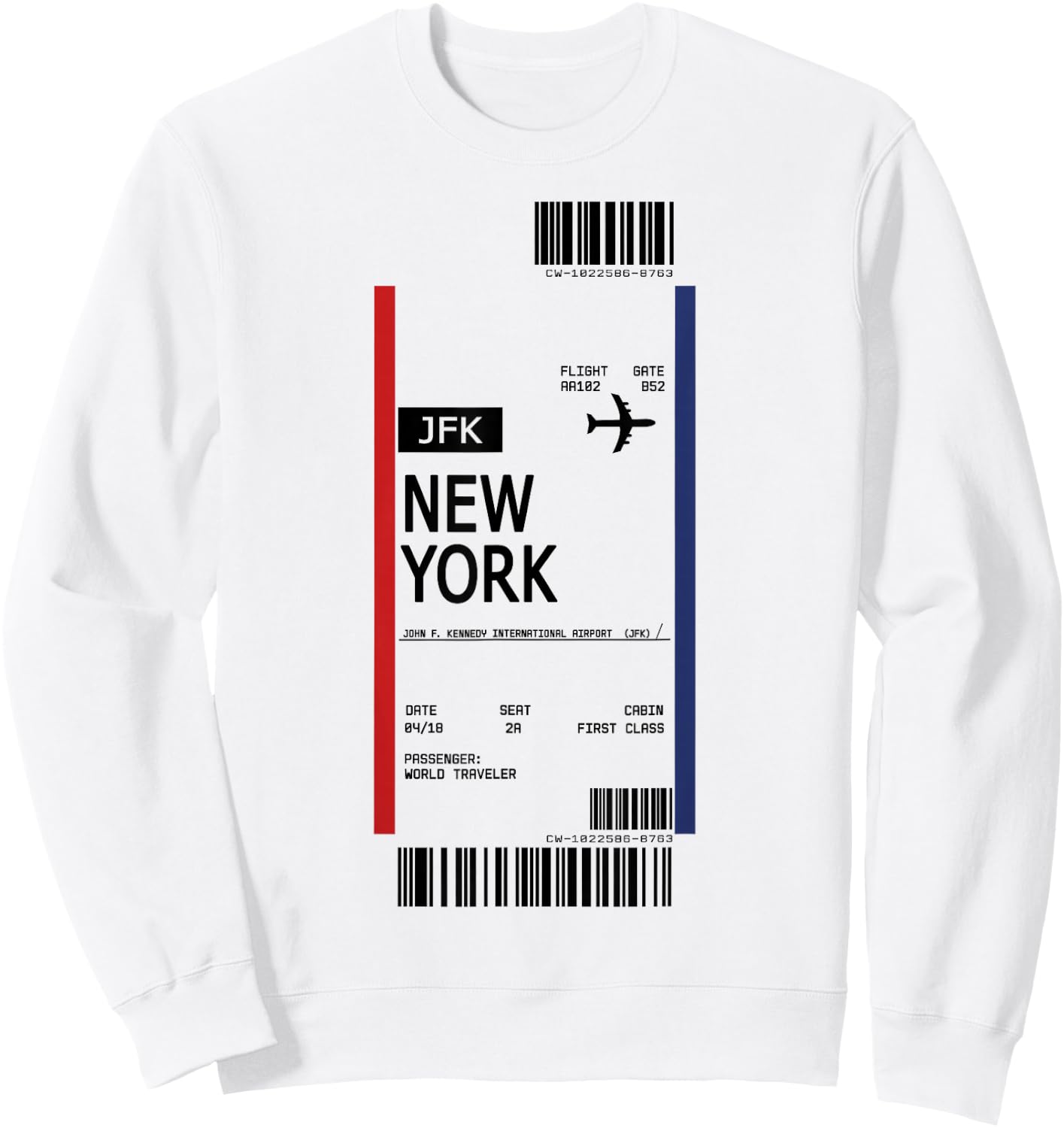 Boarding Pass New York JFK Airport First Class Plane Ticket Sweatshirt - Sweatshirt | White
