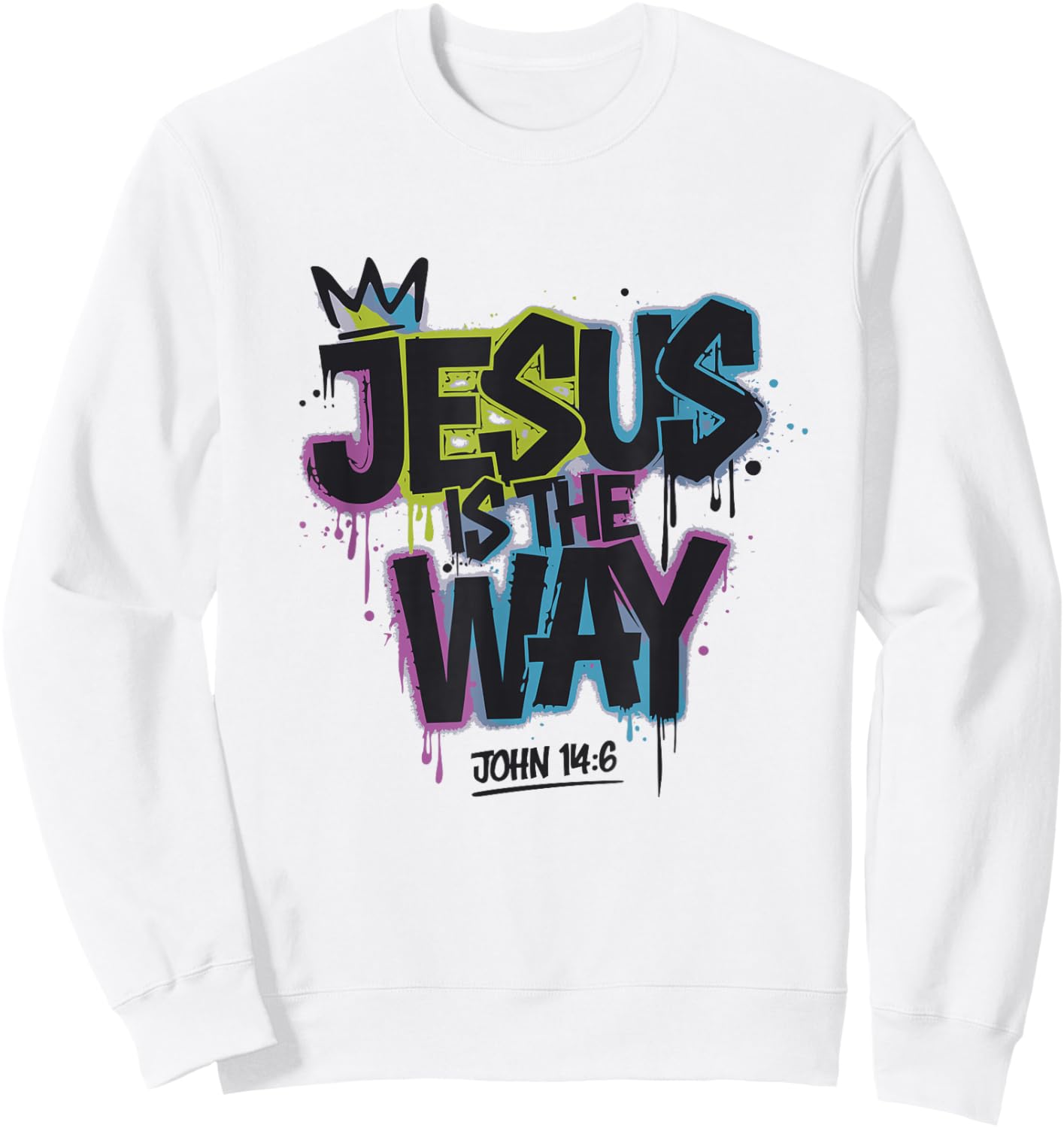 Jesus Ist Der Weg Graffiti Bibelvers Sweatshirt - Sweatshirt | White