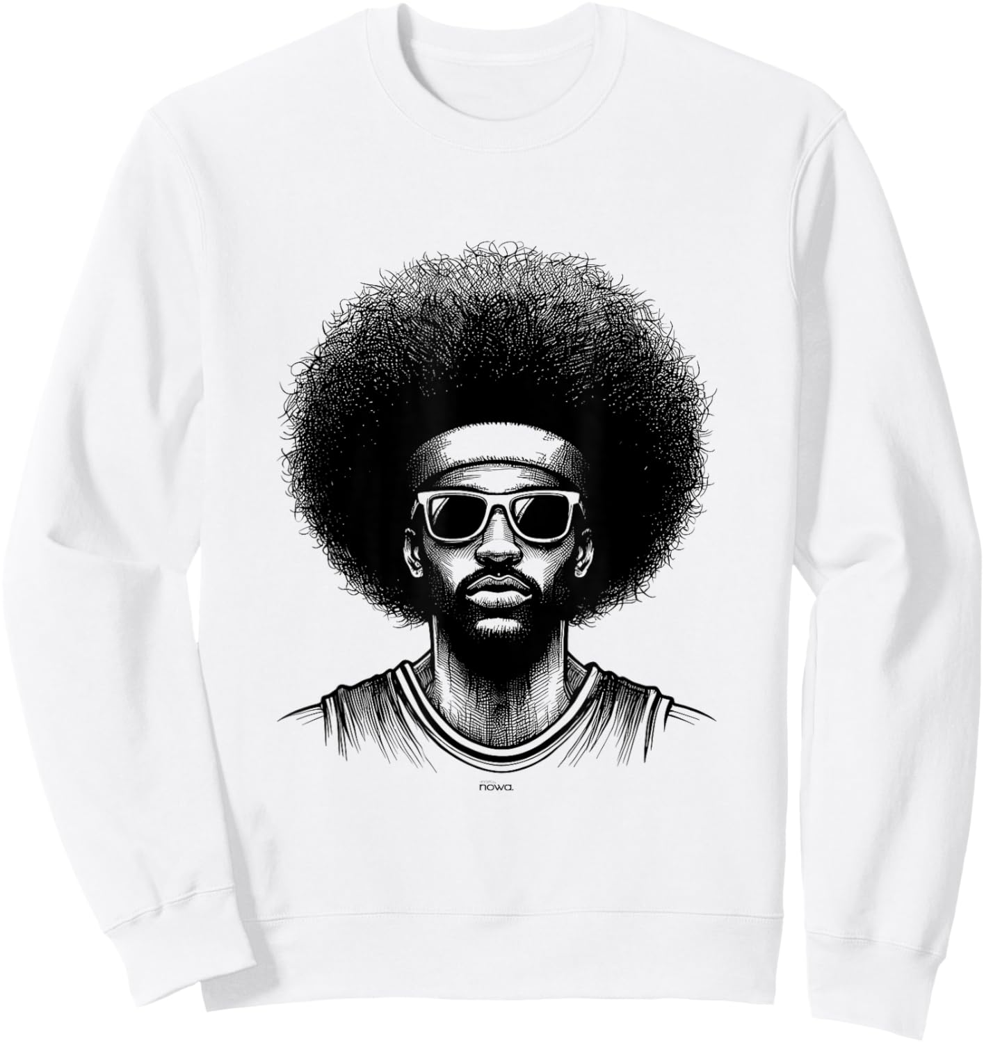 Big Afro Ad Anthony with Sunglasses and Headband Basketball Sweatshirt - Sweatshirt | White