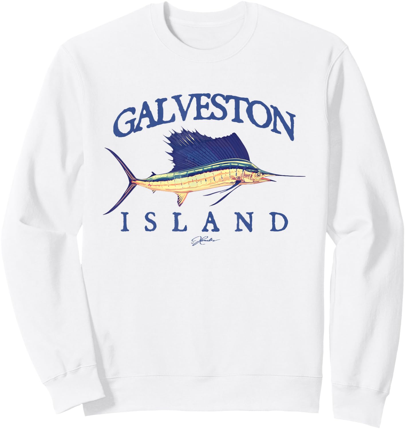JCombs: Galveston Island, TX, Vintage Sailfish Sweatshirt - Sweatshirt | White