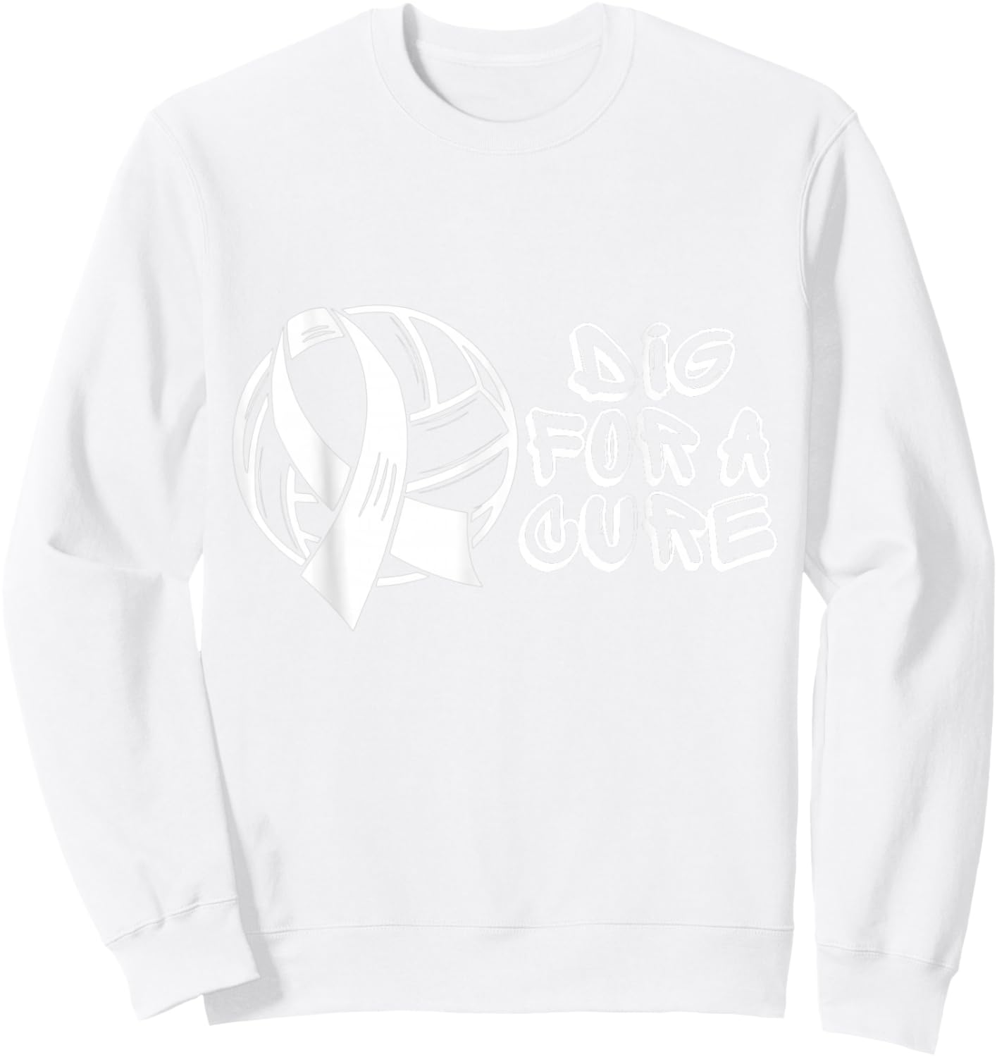 Dig For A Cure Volleyball Breast Cancer Awareness Pink Sweatshirt - Sweatshirt | White