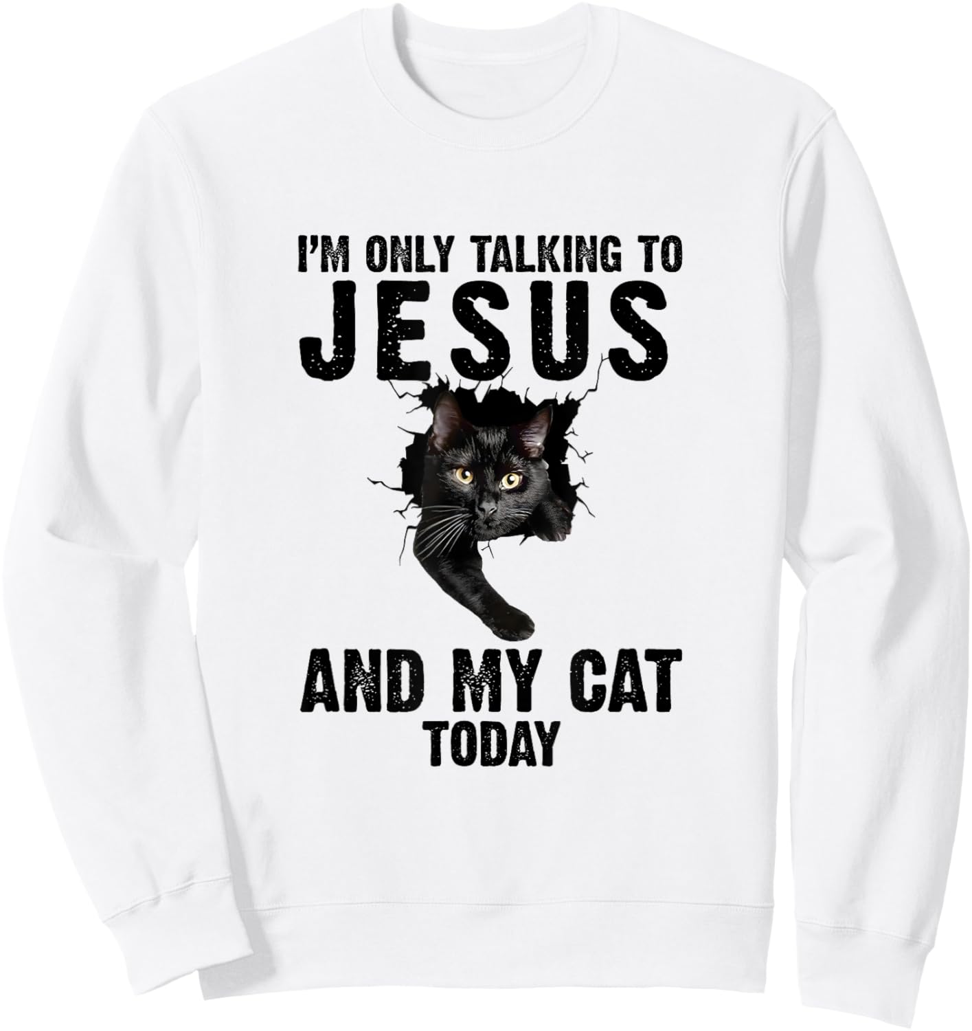I'm Only Talking To Jesus And My Cat Today Women Sweatshirt - Sweatshirt | White