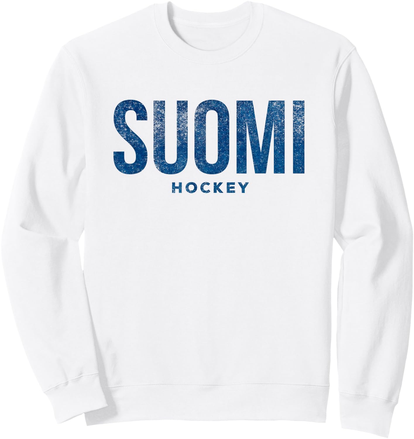 Finland Suomi Hockey Distressed Vintage Retro T Shirt Sweatshirt - Sweatshirt | White