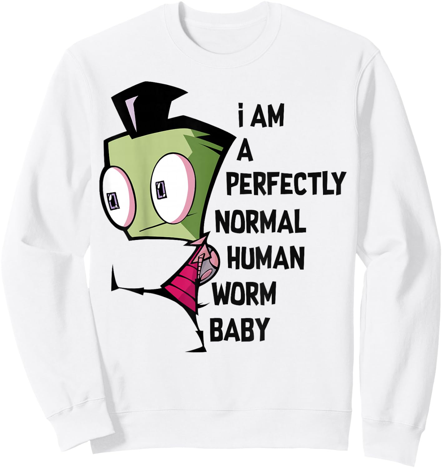 Invader Zim Perfectly Normal Human Text Sweatshirt - Sweatshirt | White
