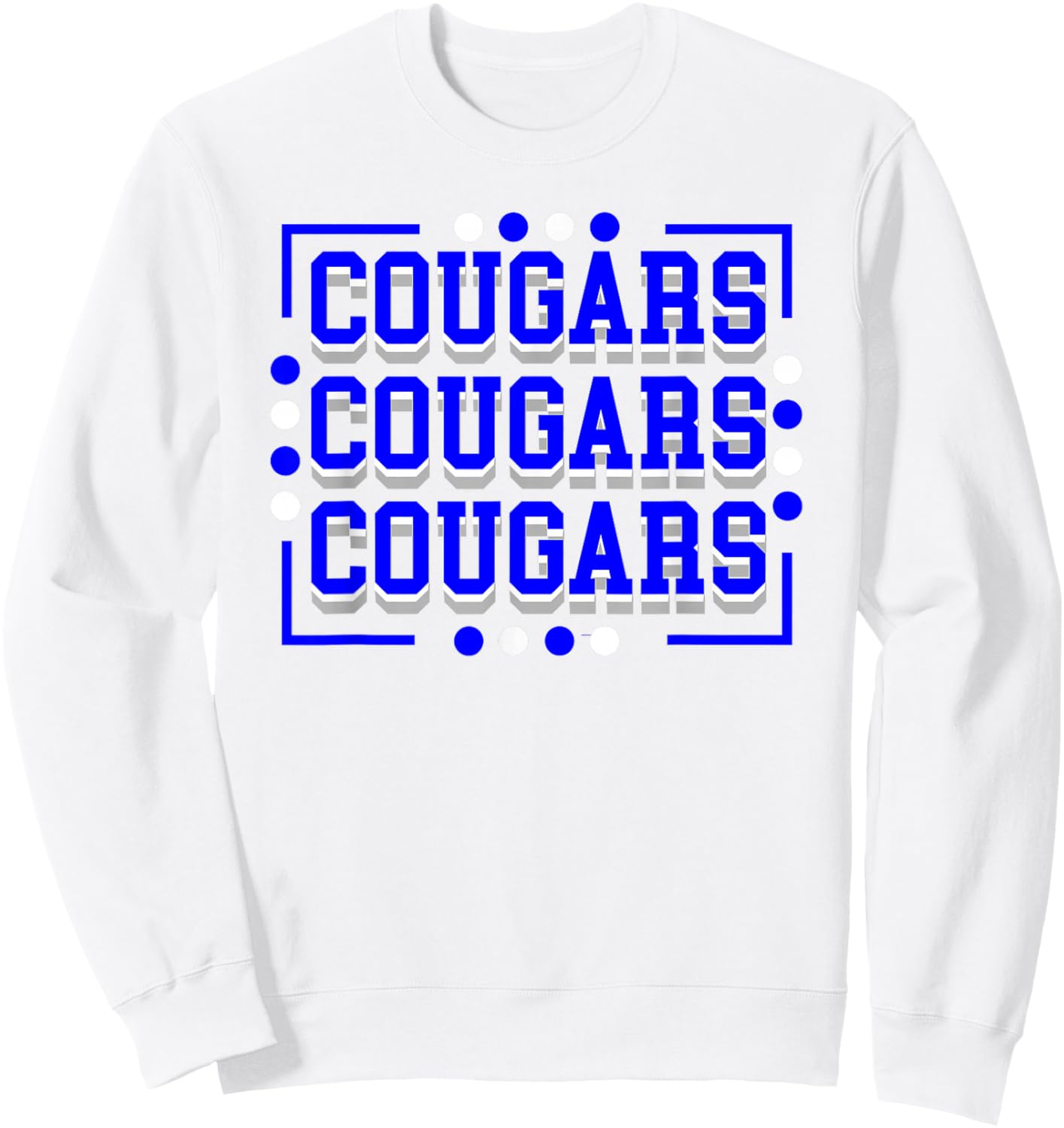Cougars Mascot School Spirit Blue White Sweatshirt - Sweatshirt | White