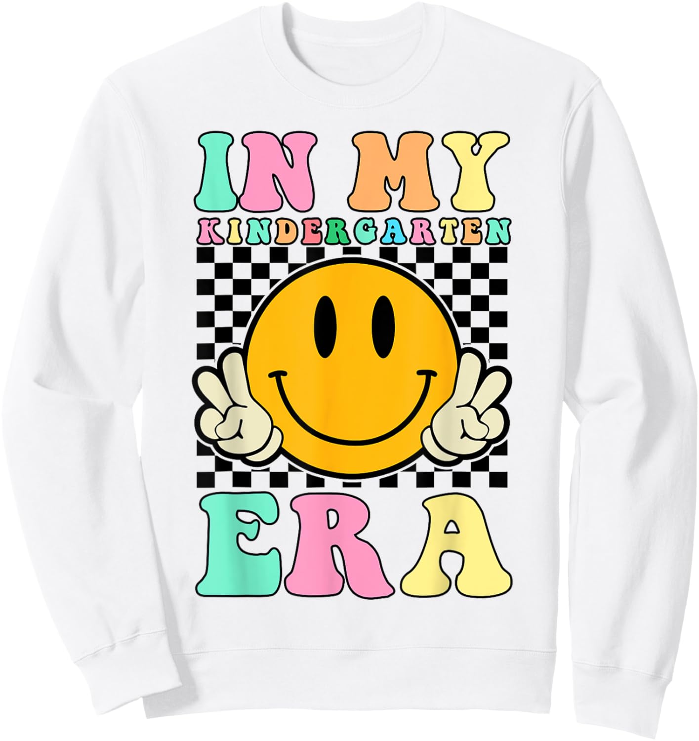 In My Kindergarten Era Retro Back To School Teacher Student Sweatshirt - Sweatshirt | White