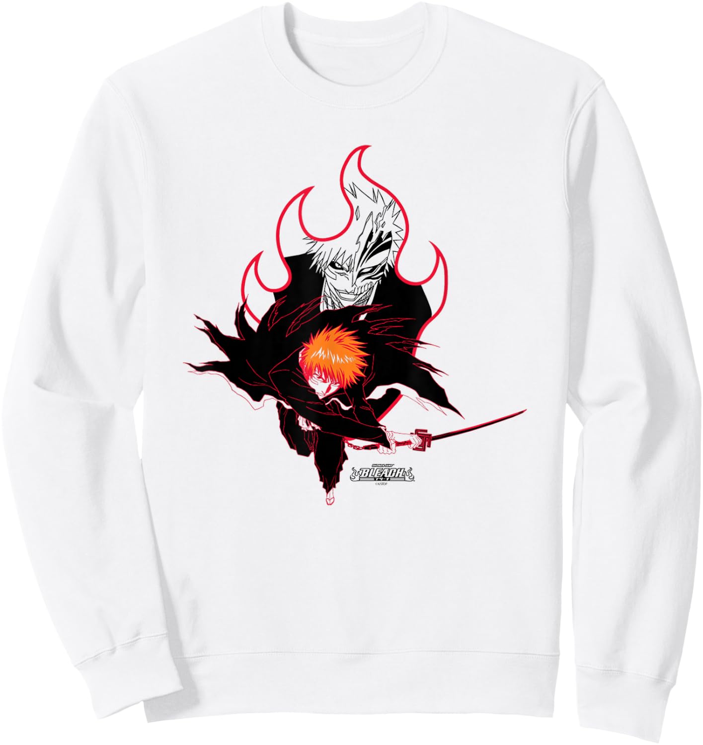 Bleach Ichigo Flame Outline Hallow Transform Anime Sweatshirt - Sweatshirt | White