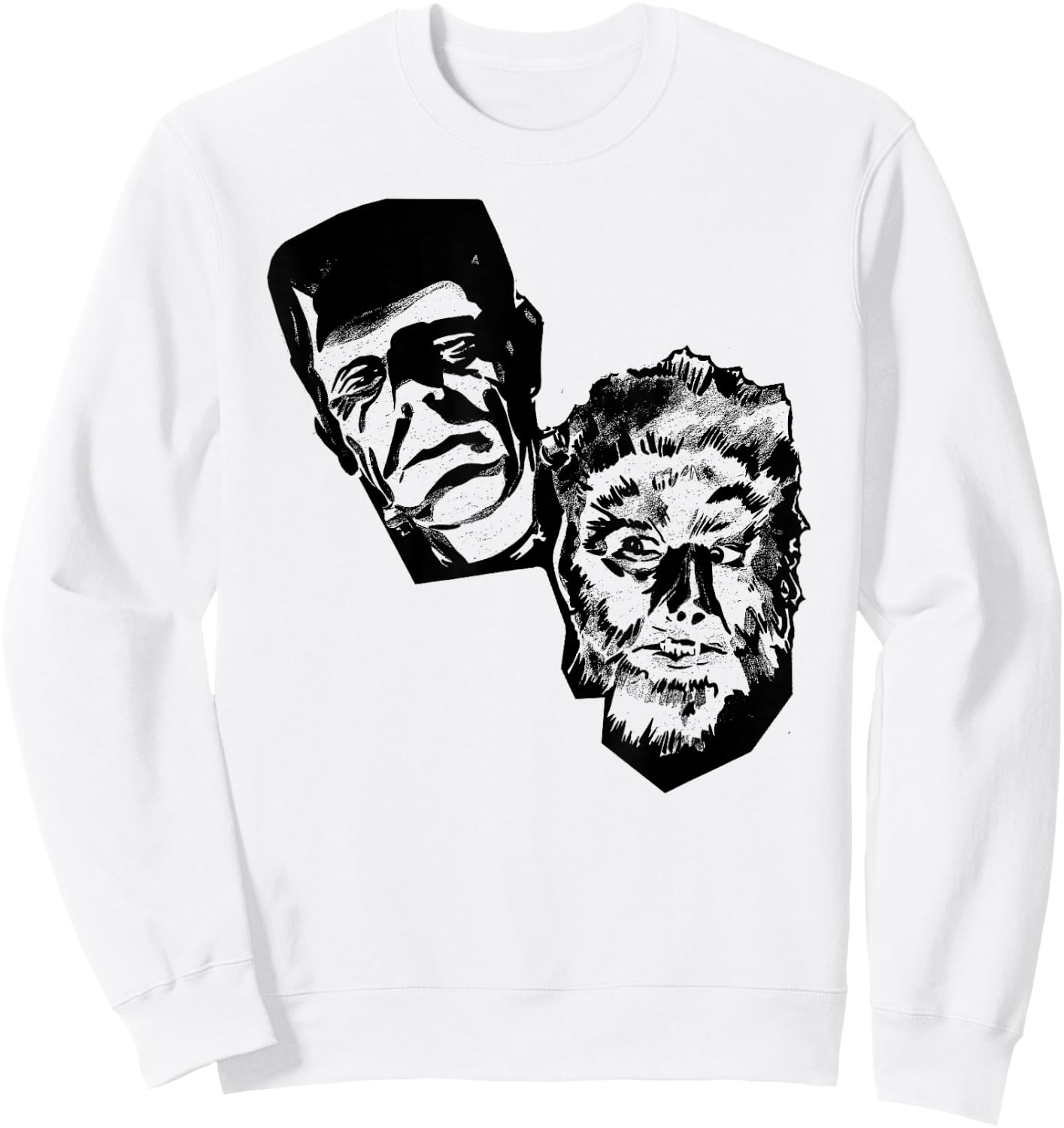 Classic Halloween Monster Poster Horror Movie Werewolf Sweatshirt - Sweatshirt | White