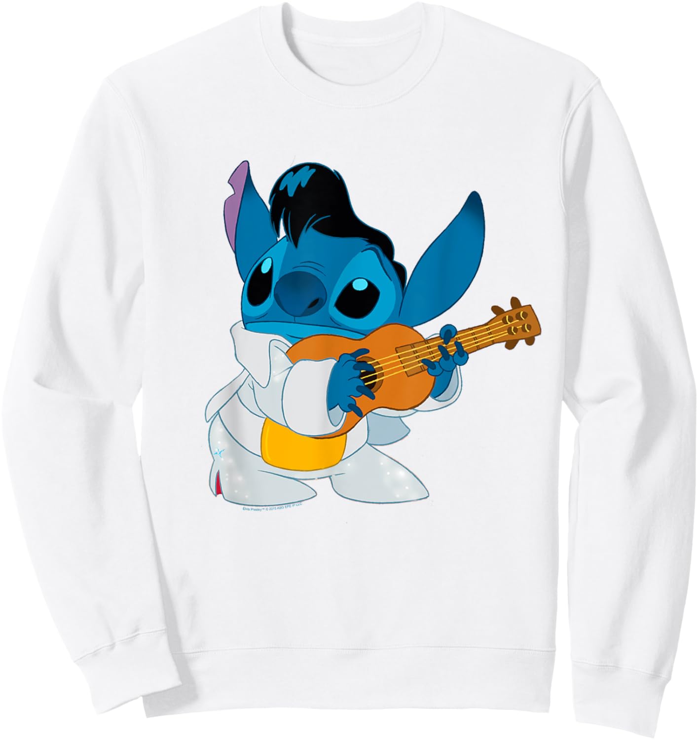 Disney Lilo & Stitch Iconic Elvis Stitch Ready To Play Logo Sweatshirt - Sweatshirt | White