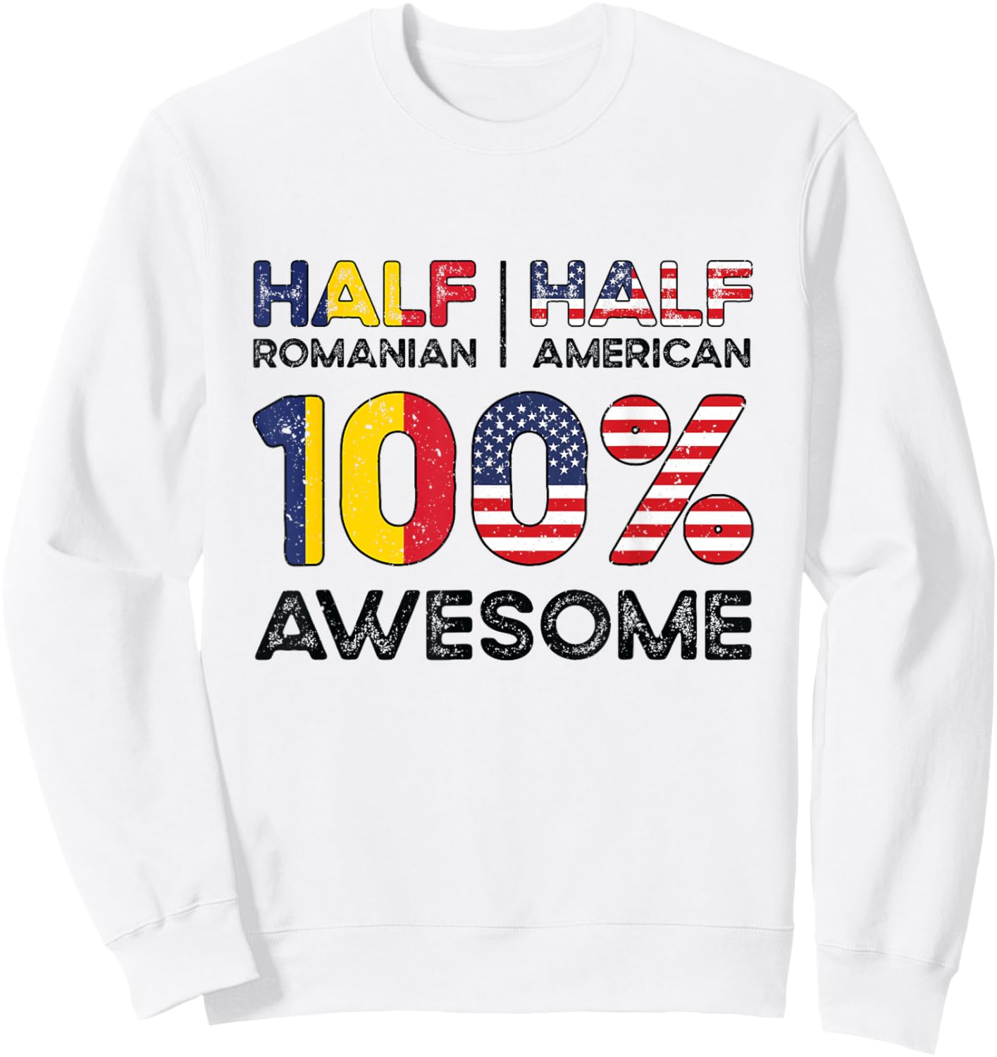 Romanian American Patriot USA Grown Romania US Flag Sweatshirt - Sweatshirt | White