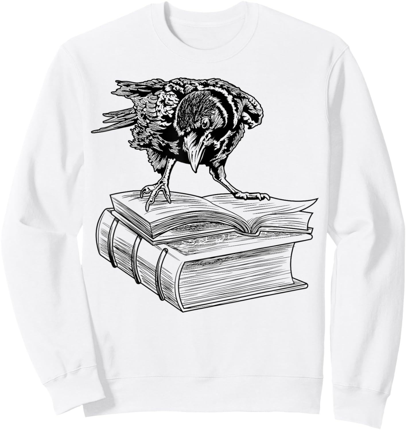 Raven Crow Book Aesthetic Dark Academia Bookworm Sweatshirt - Sweatshirt | White
