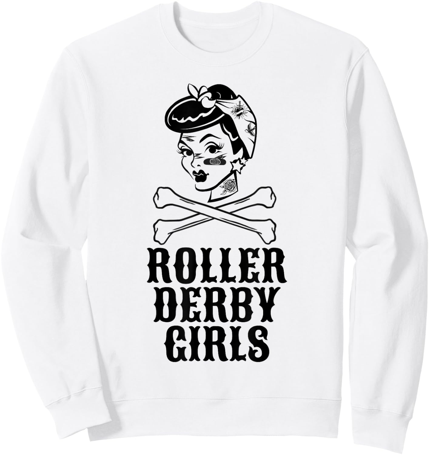 Roller Derby Girls Pinup Flat Track Roller Derby Shirt Sweatshirt - Sweatshirt | White