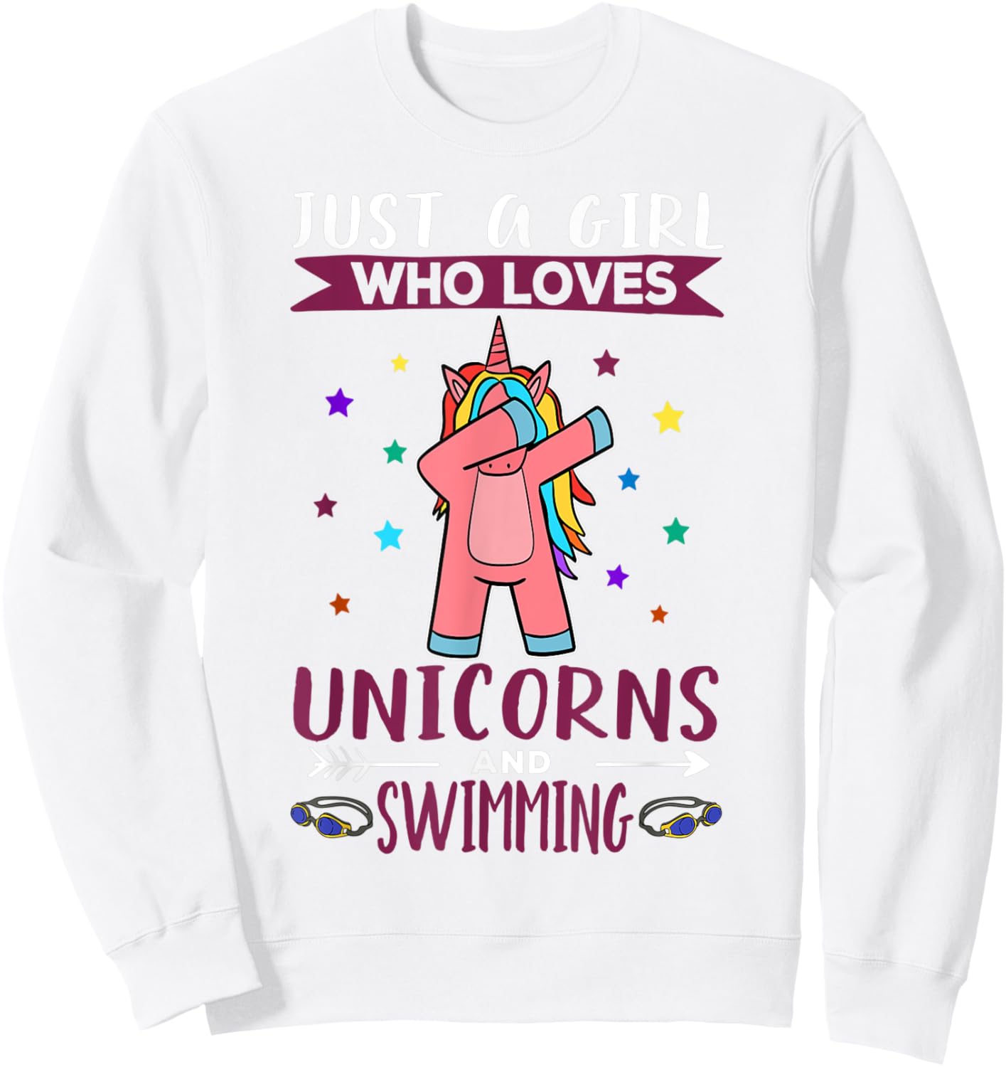 Just A Girl Who Loves Unicorns And Swimming Unicorn Sweatshirt - Sweatshirt | White
