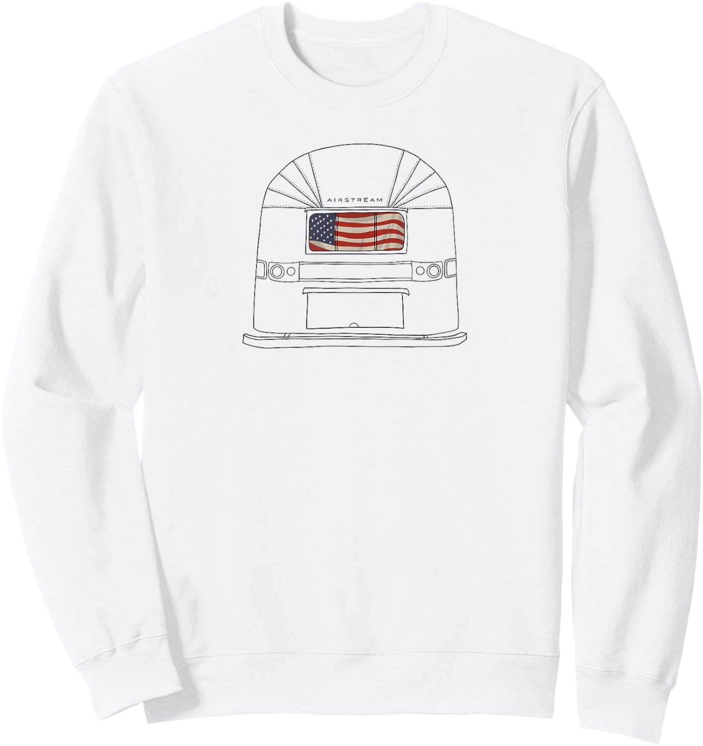Retro 60s Airstream USA Patriotic Flag Wanderlust Sweatshirt - Sweatshirt | White