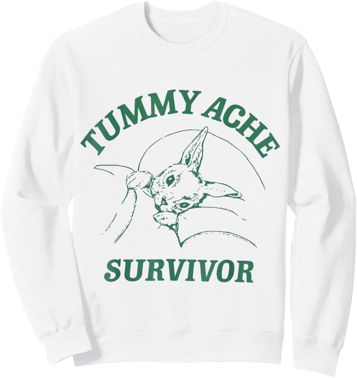 Tummy Ache Survivor Funny Rabbit Meme Bunny Lover Sweatshirt - Sweatshirt | White