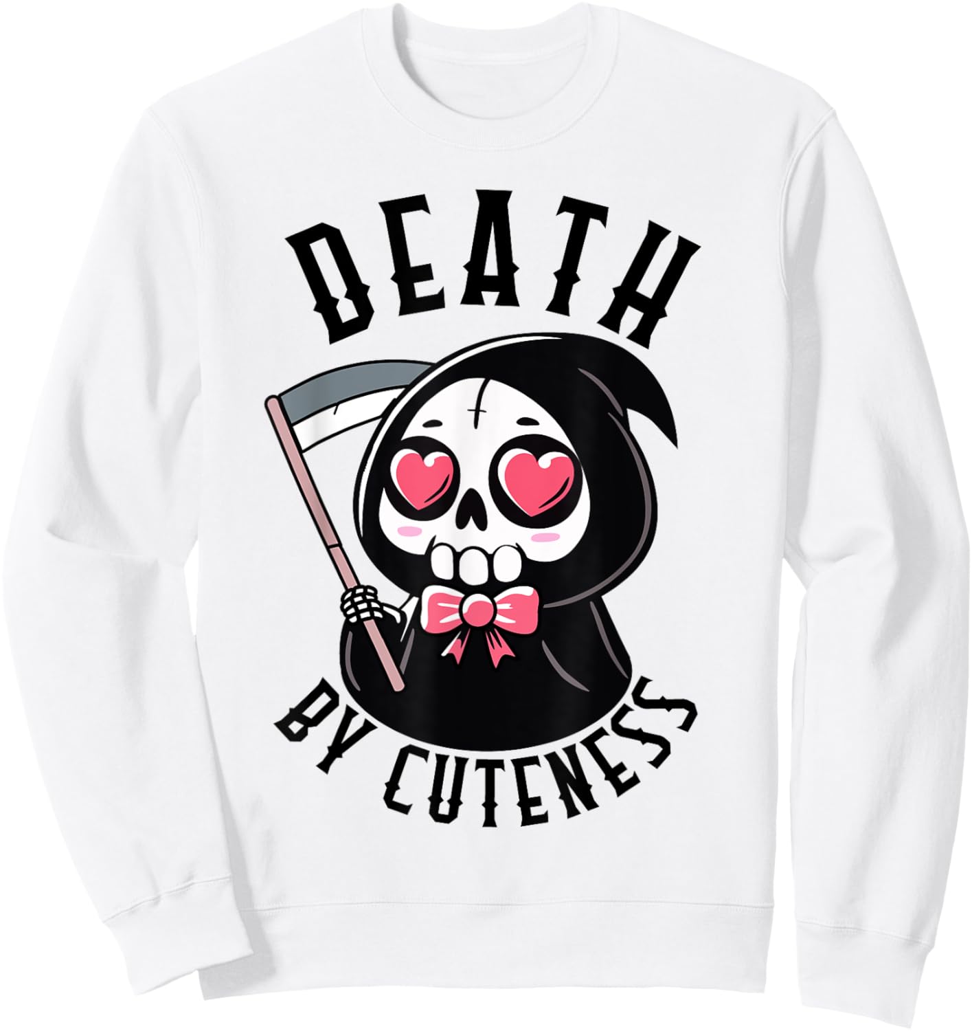 Death by Cuteness Grim Reaper Creepy Cute Pastel Goth Sweatshirt - Sweatshirt | White