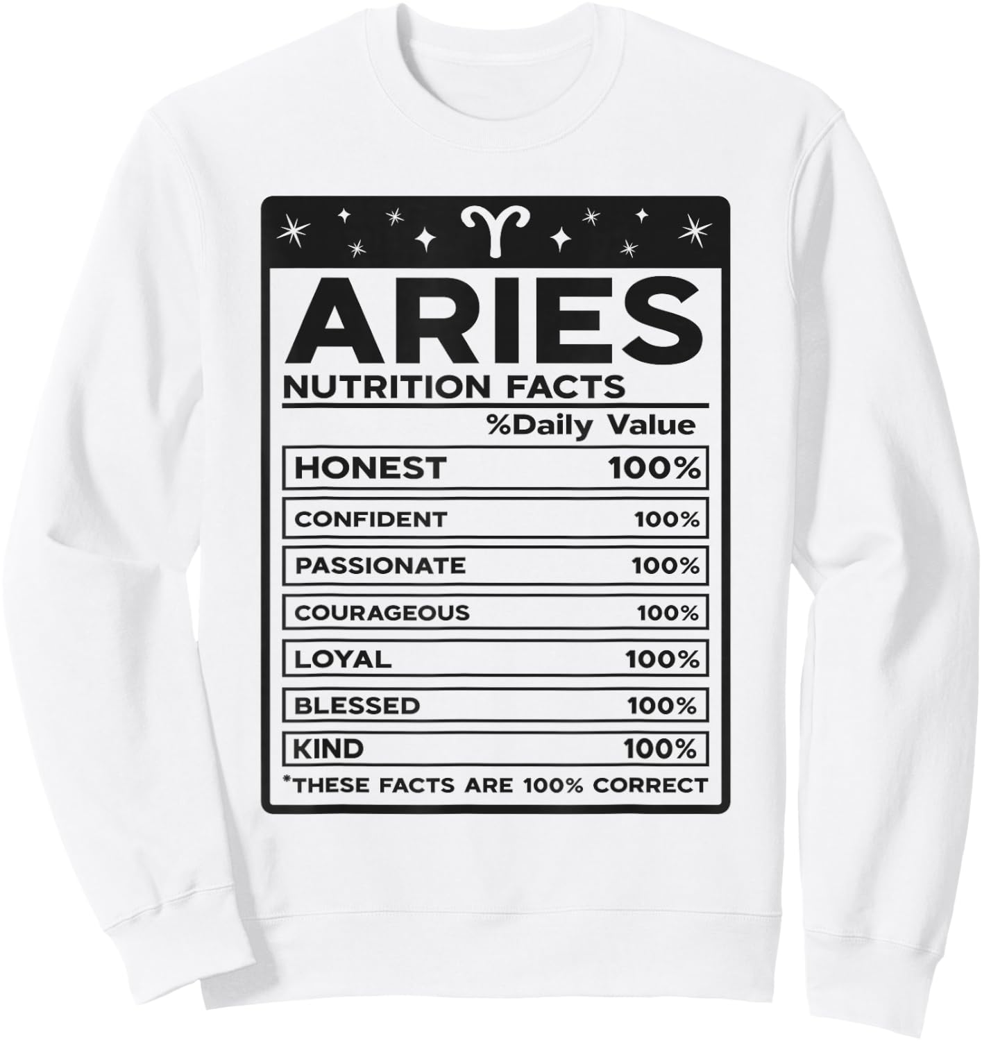 Aries Nutritional Style Zodiac Design, Aries Sweatshirt - Sweatshirt | White