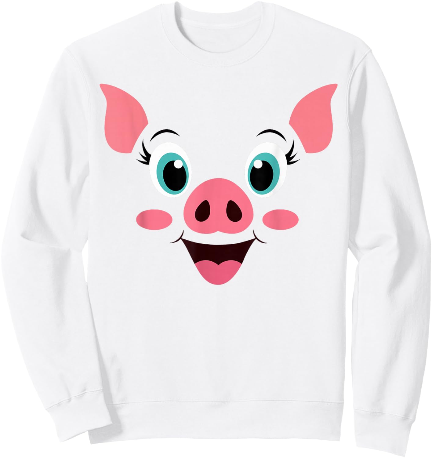 Pig Costume Cute Rubber Pig Face Halloween Men Women Kids Sweatshirt - Sweatshirt | White
