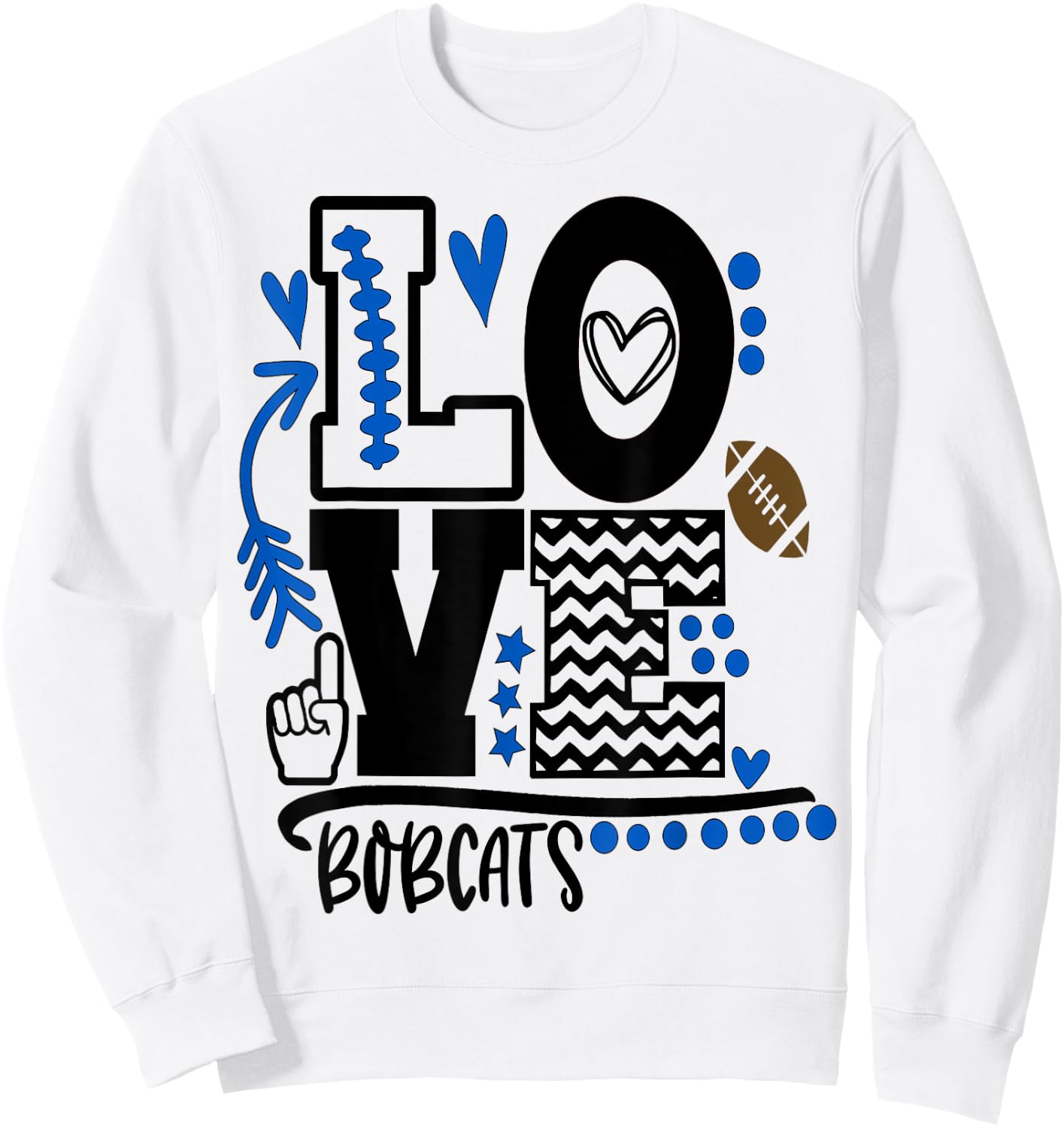 Football, bobcats, shirt, cats, mom, school spirit, t shirt Sweatshirt - Sweatshirt | White