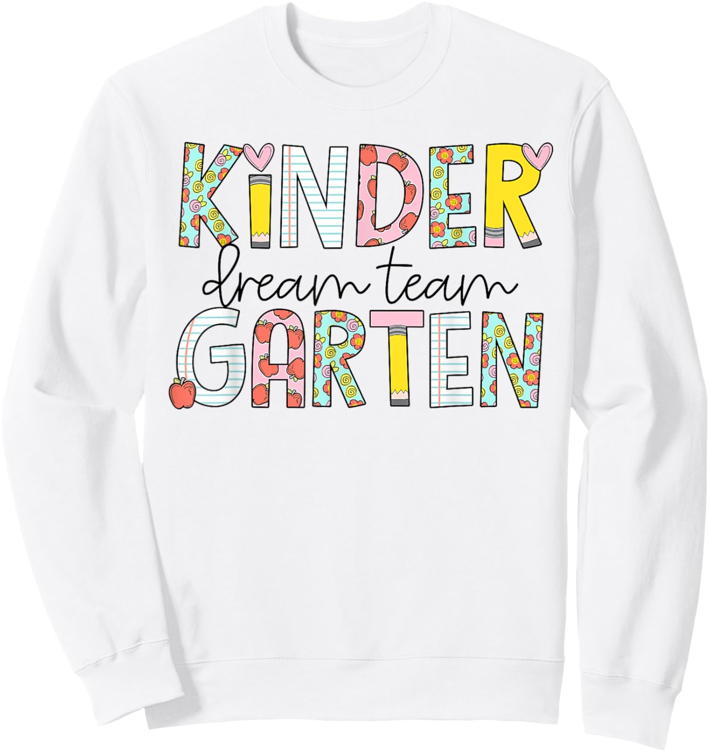 Retro Kindergarten Dream Team Groovy Teacher Back to School Sweatshirt - Sweatshirt | White