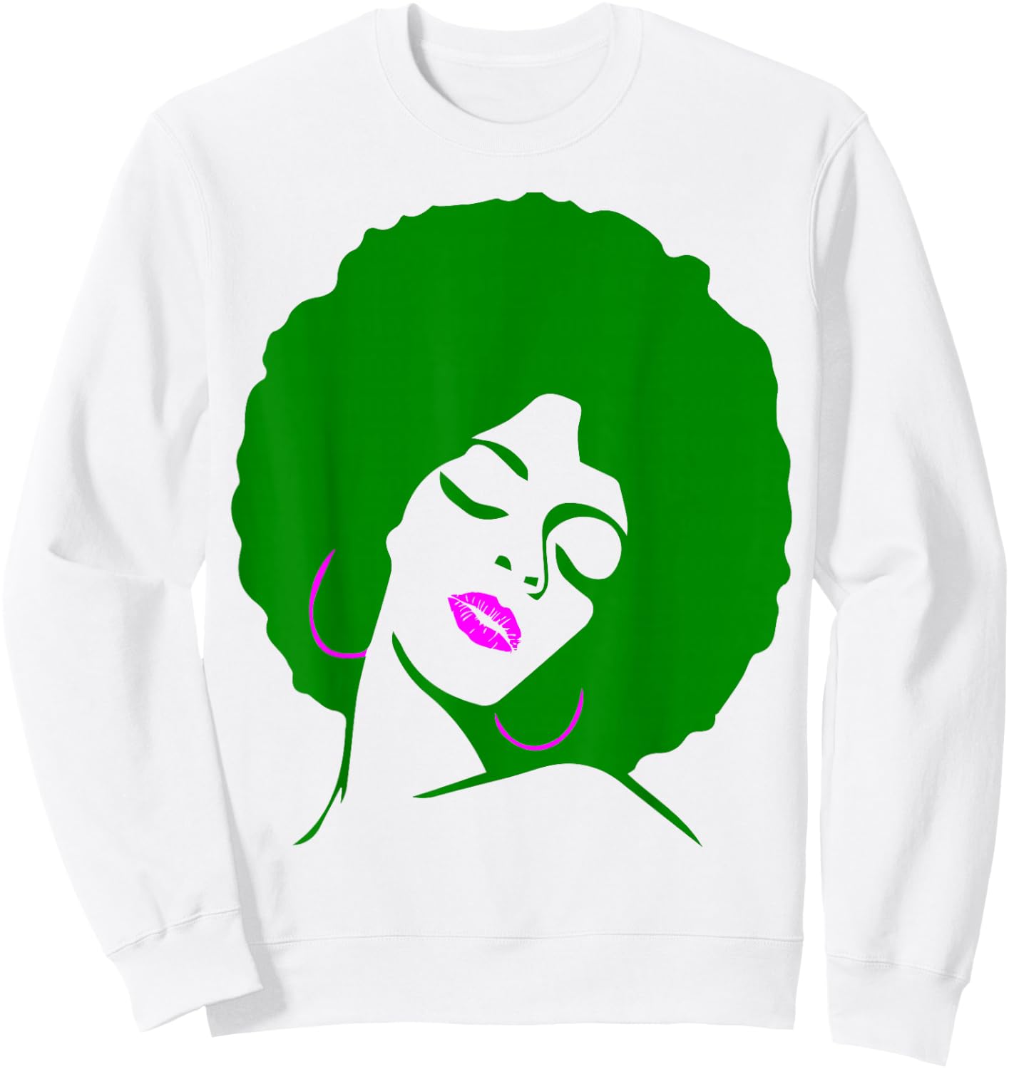 Afro Hair Woman with pink lips Sweatshirt - Sweatshirt | White