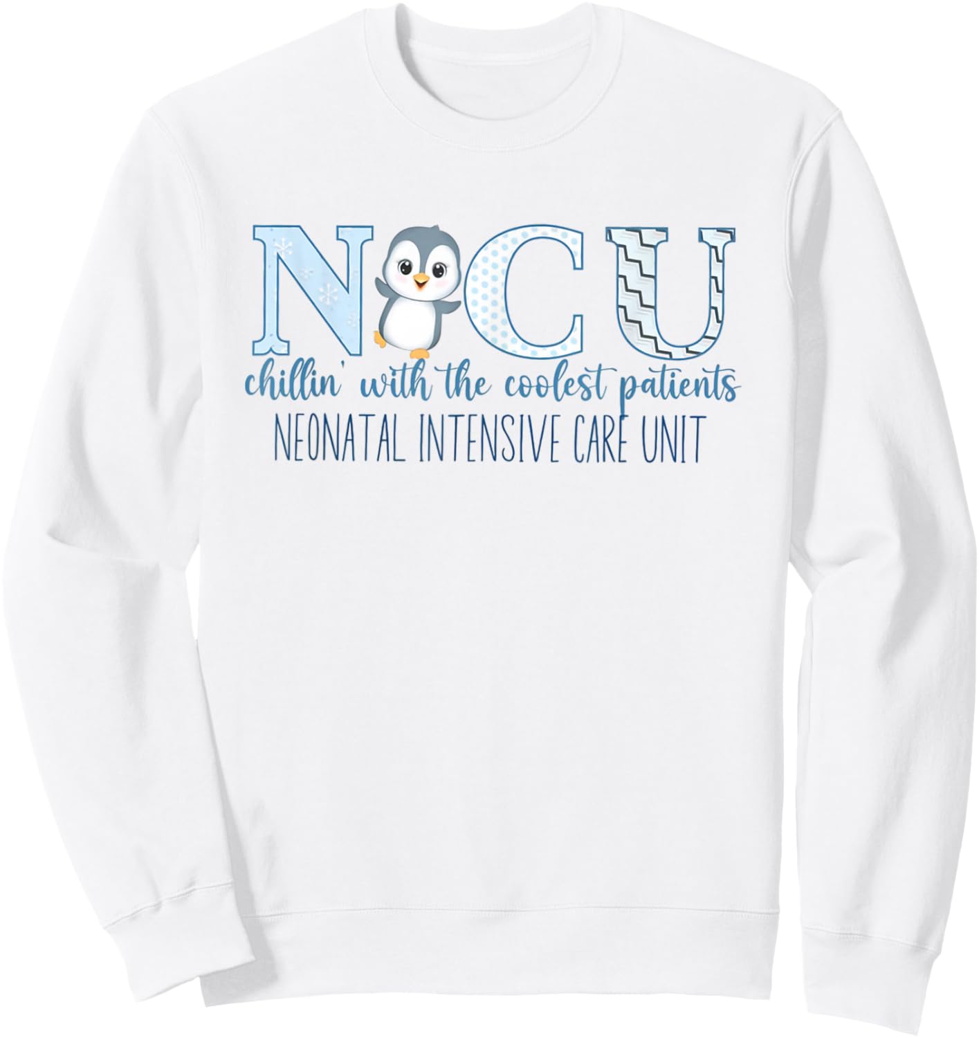 Winter NICU Nurse Cute Penguin Nurse NICU Holiday Christmas Sweatshirt - Sweatshirt | White