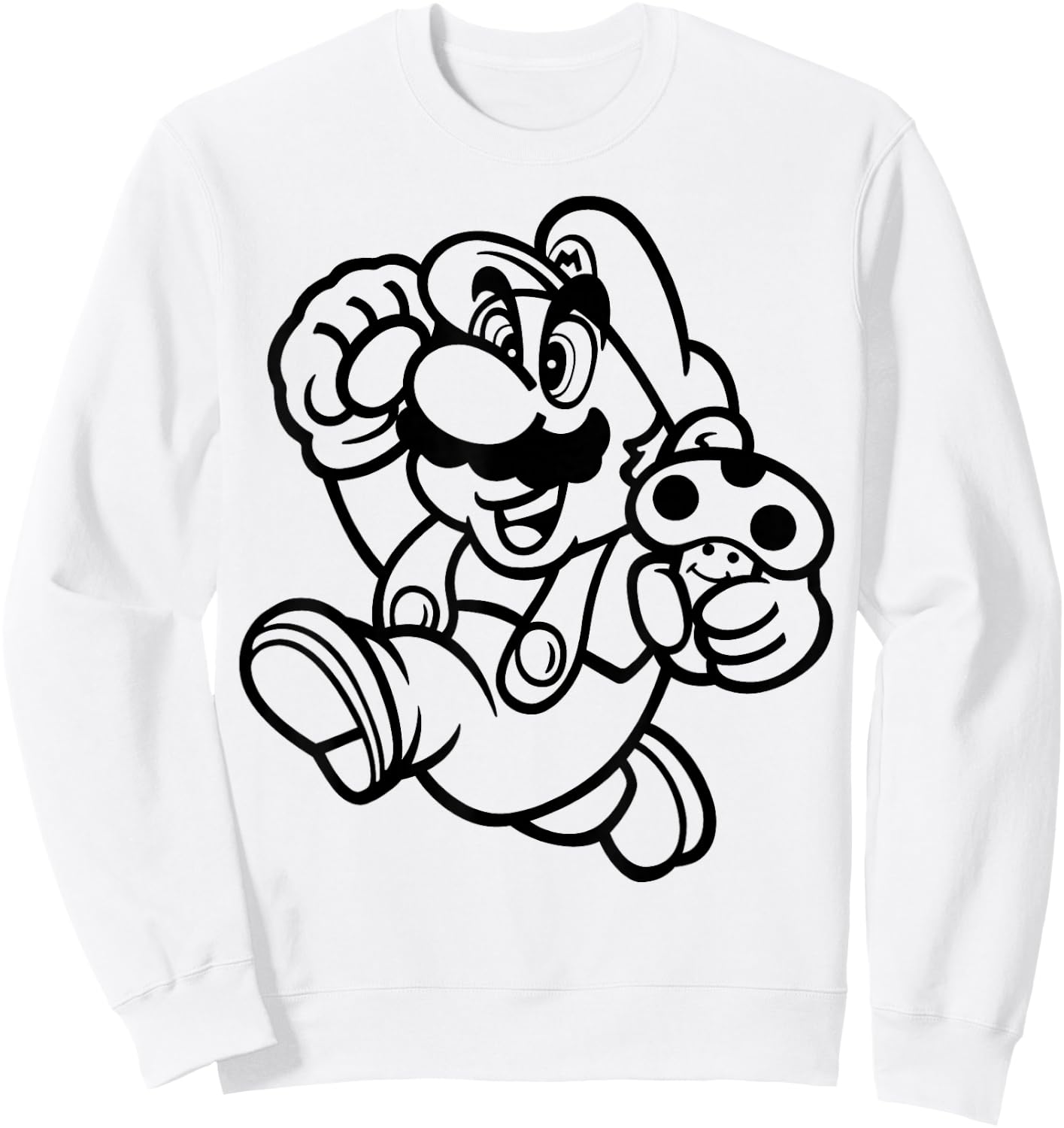 Super Mario Black & White Running Drawing Sweatshirt - Sweatshirt | White