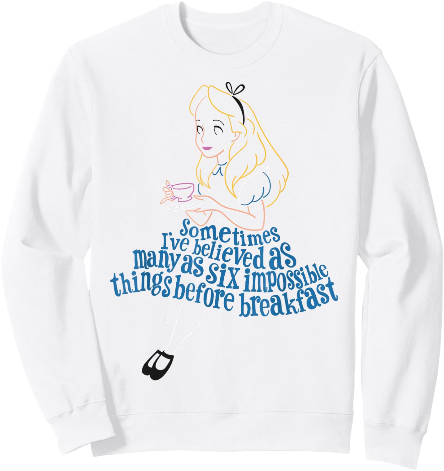 Disney Alice in Wonderland As Many As Six Impossible Things Sweatshirt - Sweatshirt | White