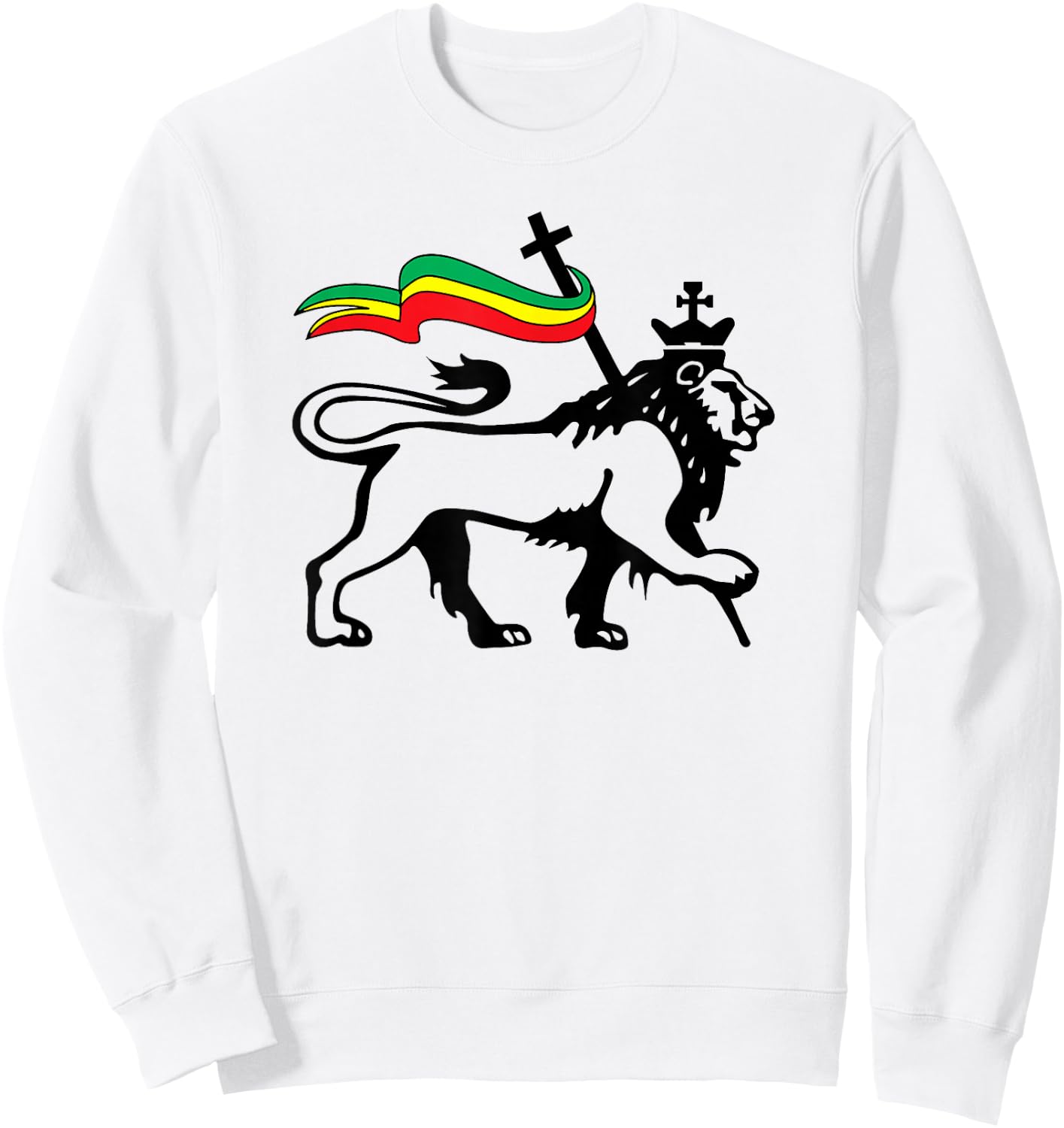 Rasta Lion of Judah Rastafarian Reggae Lion and Christian Sweatshirt - Sweatshirt | White