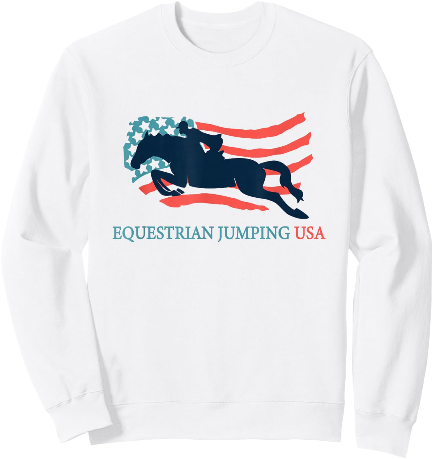 Horse Rider Equestrian Jumping USA Team Coach American Flag Sweatshirt - Sweatshirt | White