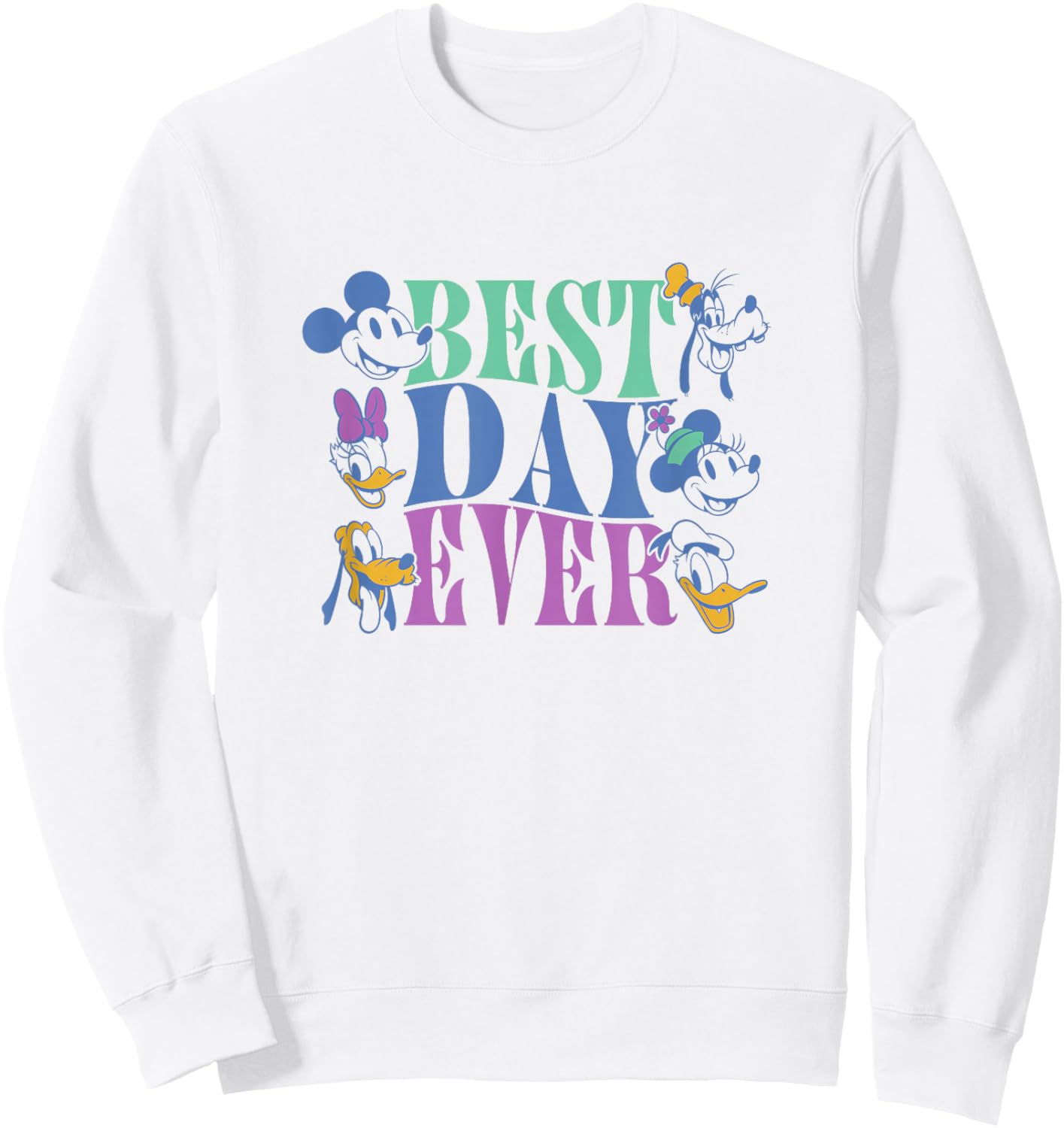 Disney Mickey and Friends Best Day Ever Vintage Sweatshirt - Sweatshirt | White