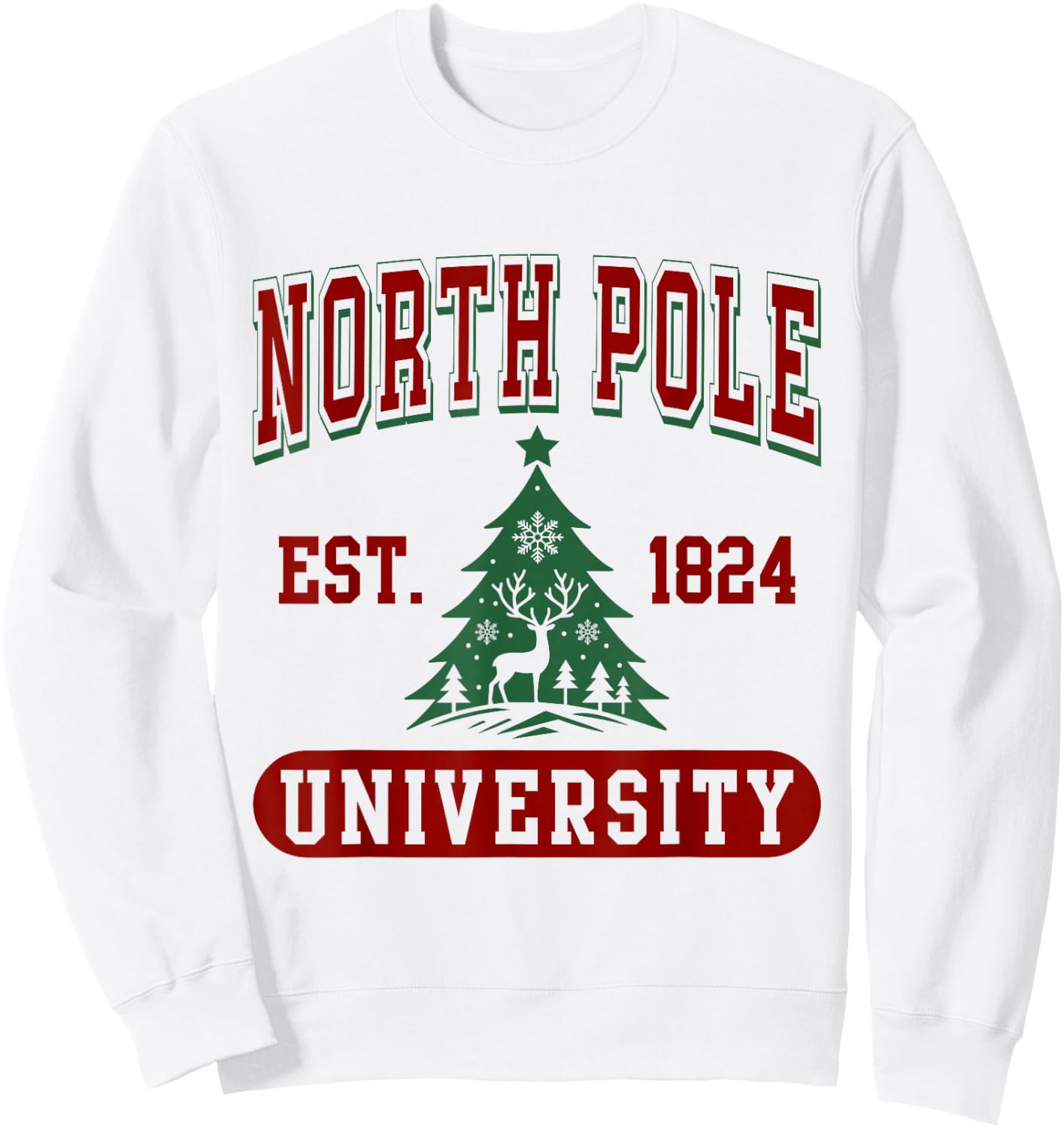 North Pole University Funny Christmas Sweatshirt - Sweatshirt | White