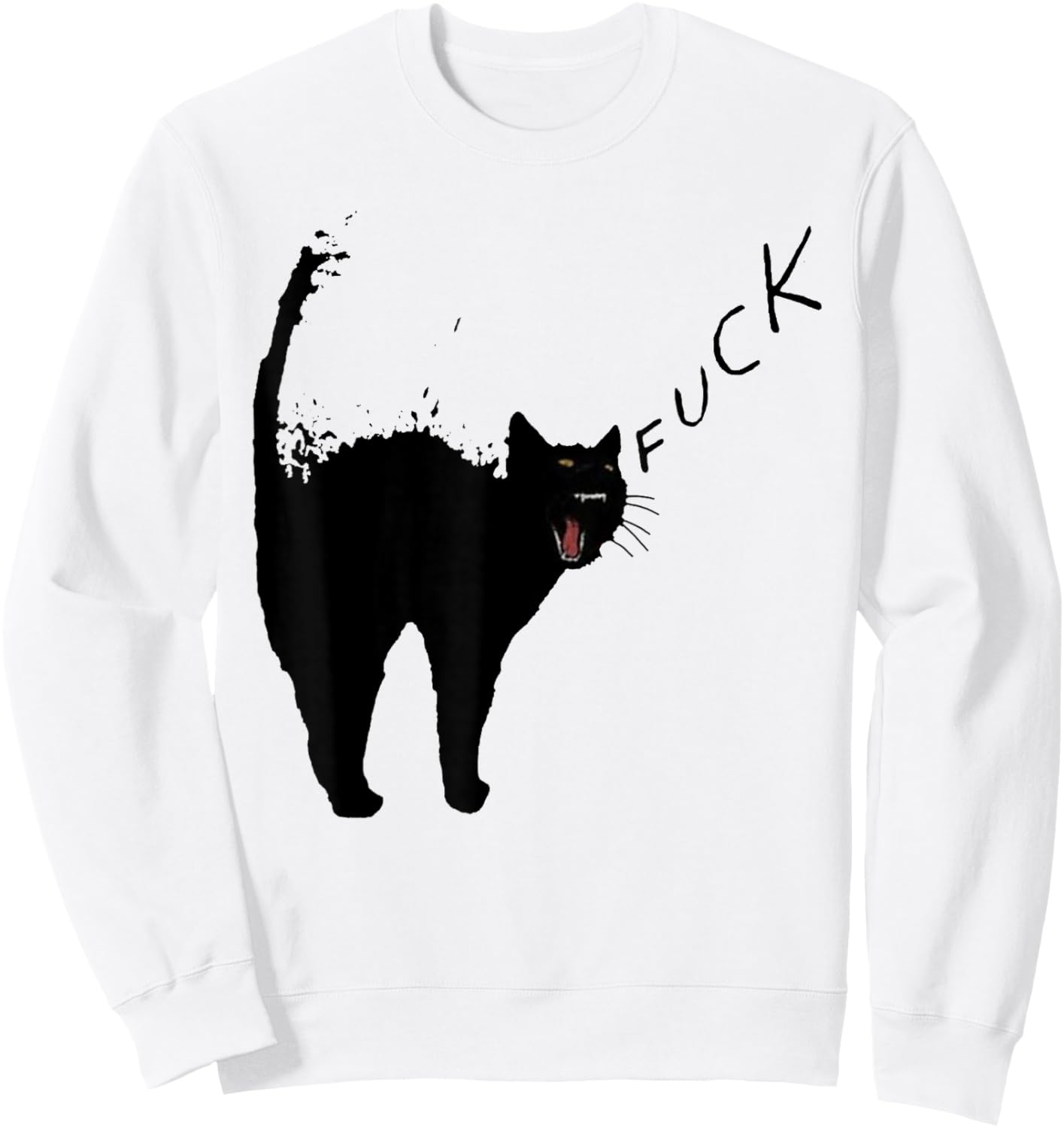 Angry - Black Cat - Fuck Yelling Art Sweatshirt - Sweatshirt | White