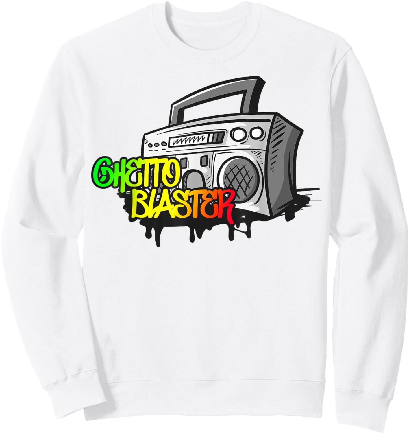 Ghetto Blaster Radio Boom Box Hip Hop Melanin Rap Radio Fun Sweatshirt - Sweatshirt | White